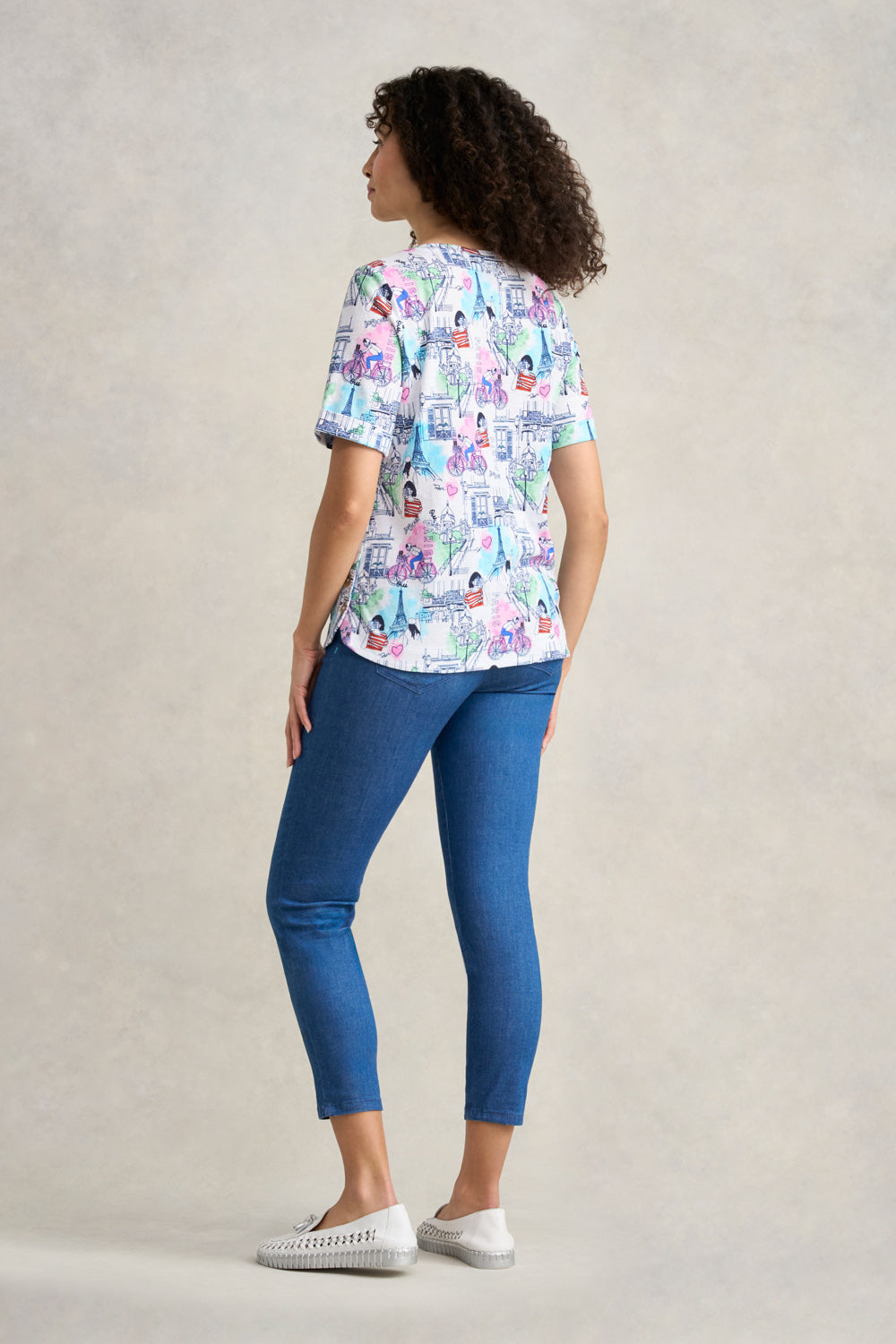 Printed V-Neck T-Shirt - Streets of Paris