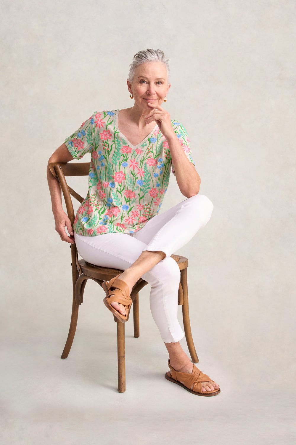 Embroidered T-Shirt - Floral Embroidery