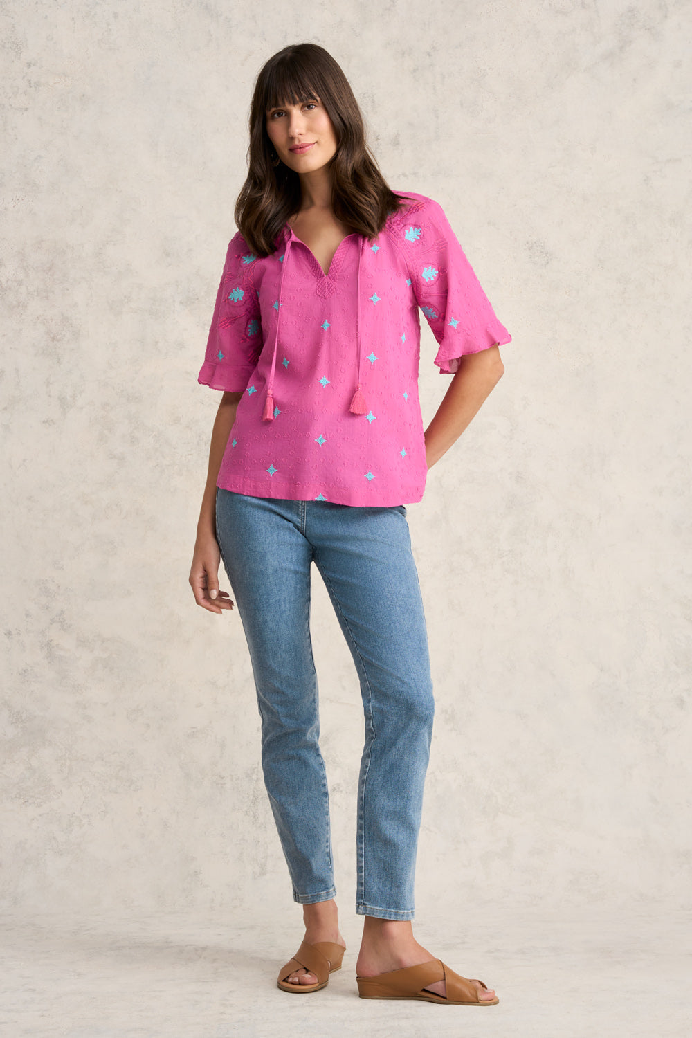 Embroidered Blouse - Rose Fuchsia