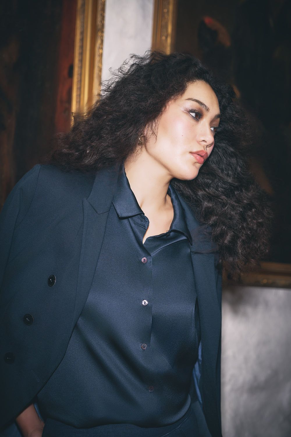 Stretch Silk Shirt - Ink