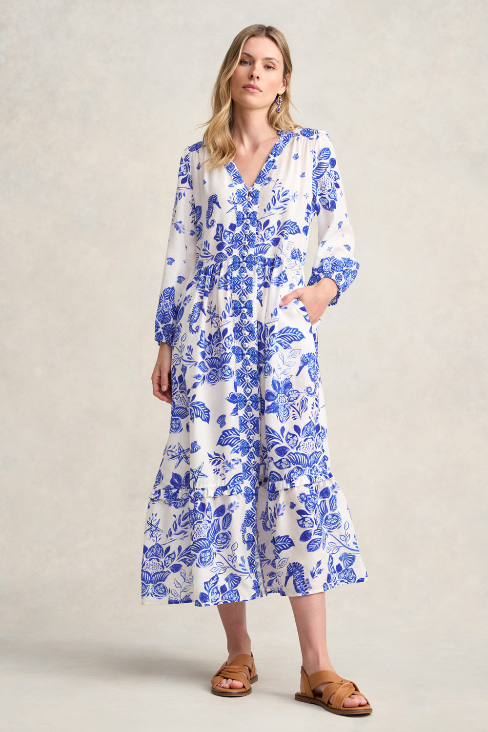 Printed Tiered Maxi Dress - Toile De Seaside