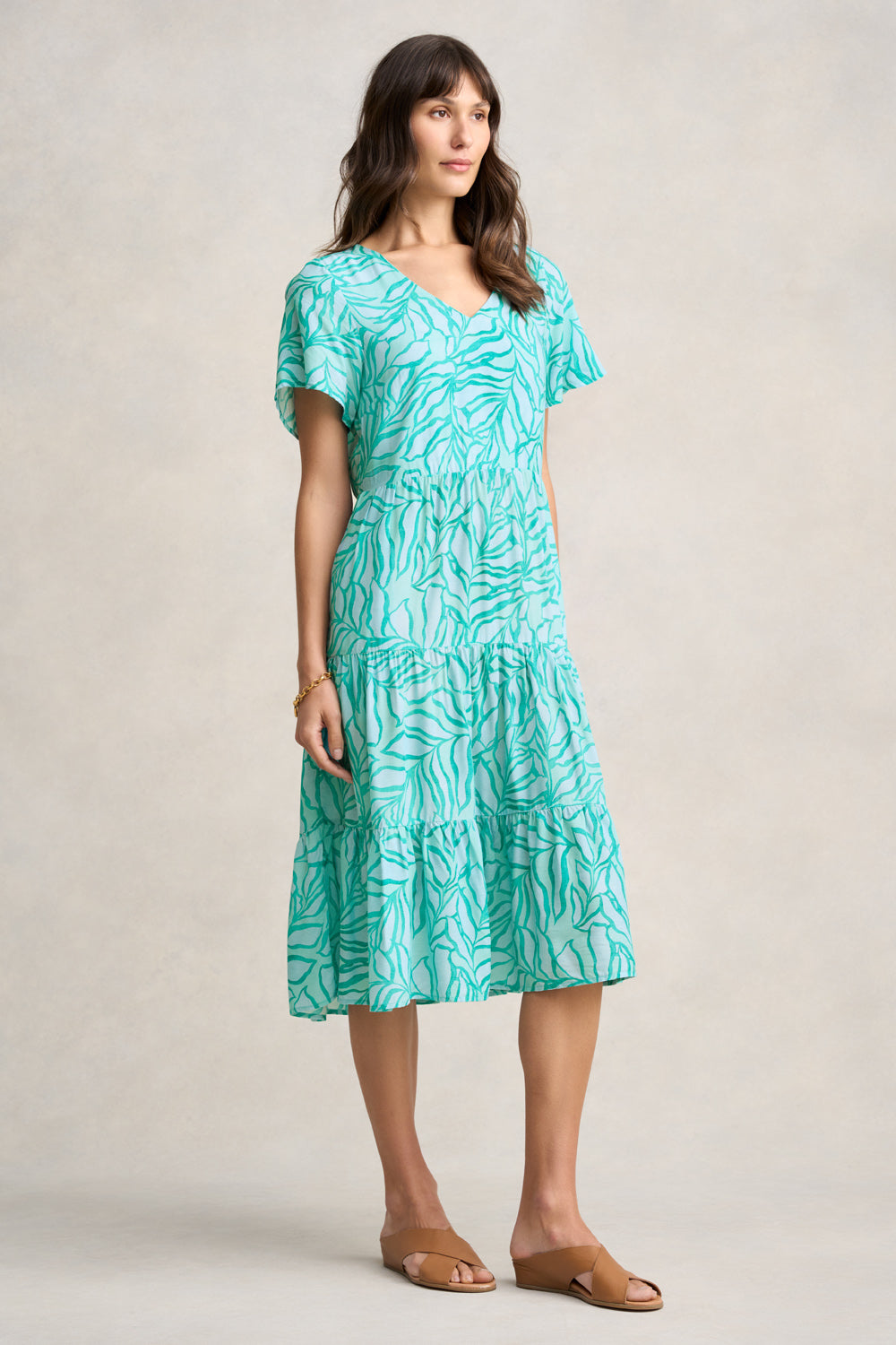 Printed Tier Dress - Two Tone Foliage