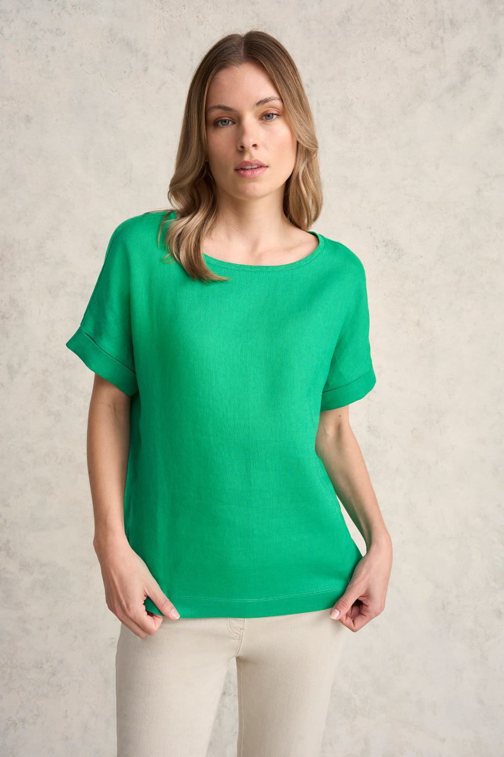 Linen Mix Top - Vibrant Green