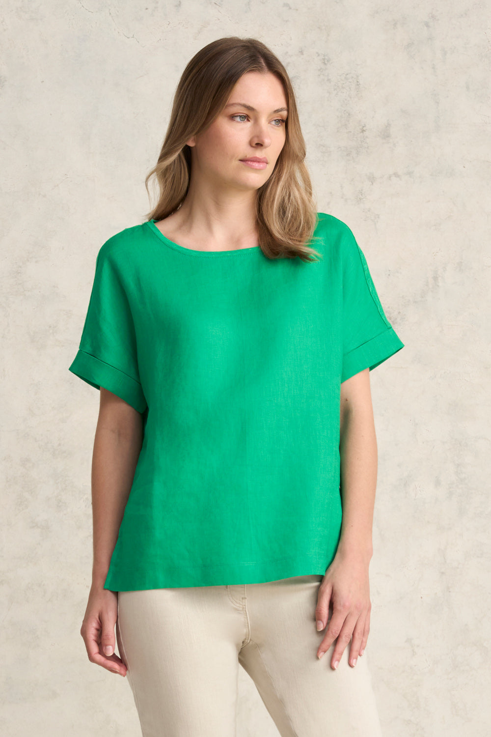 Linen Mix Top - Vibrant Green