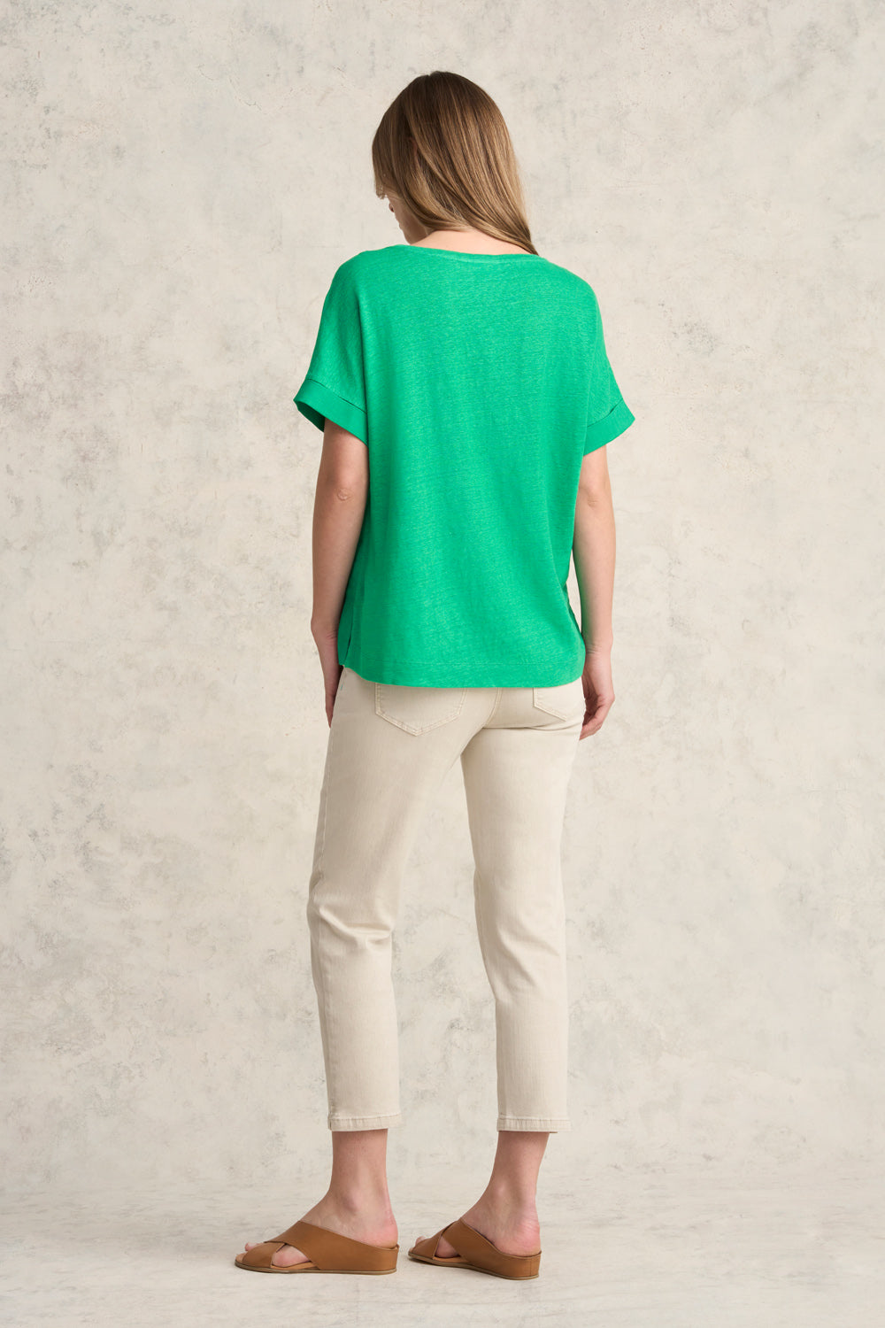Linen Mix Top - Vibrant Green