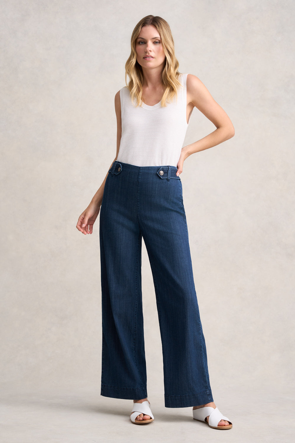 Wide Leg Jeans - Mid Blue Denim