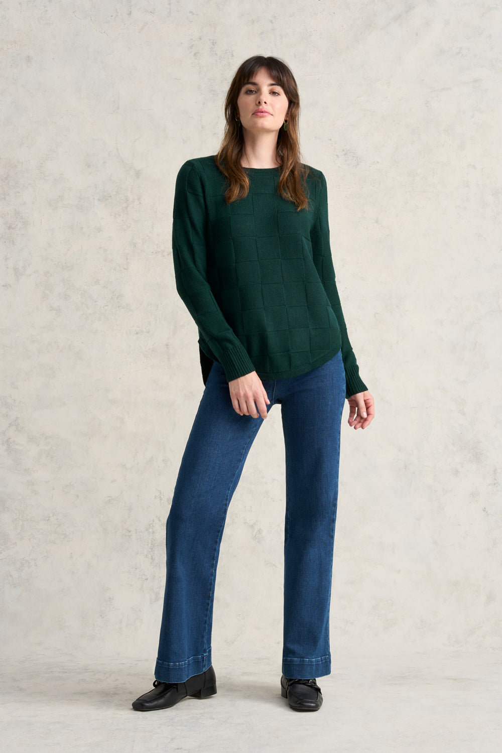 Merino Wool Crew Jumper - Dark Olive
