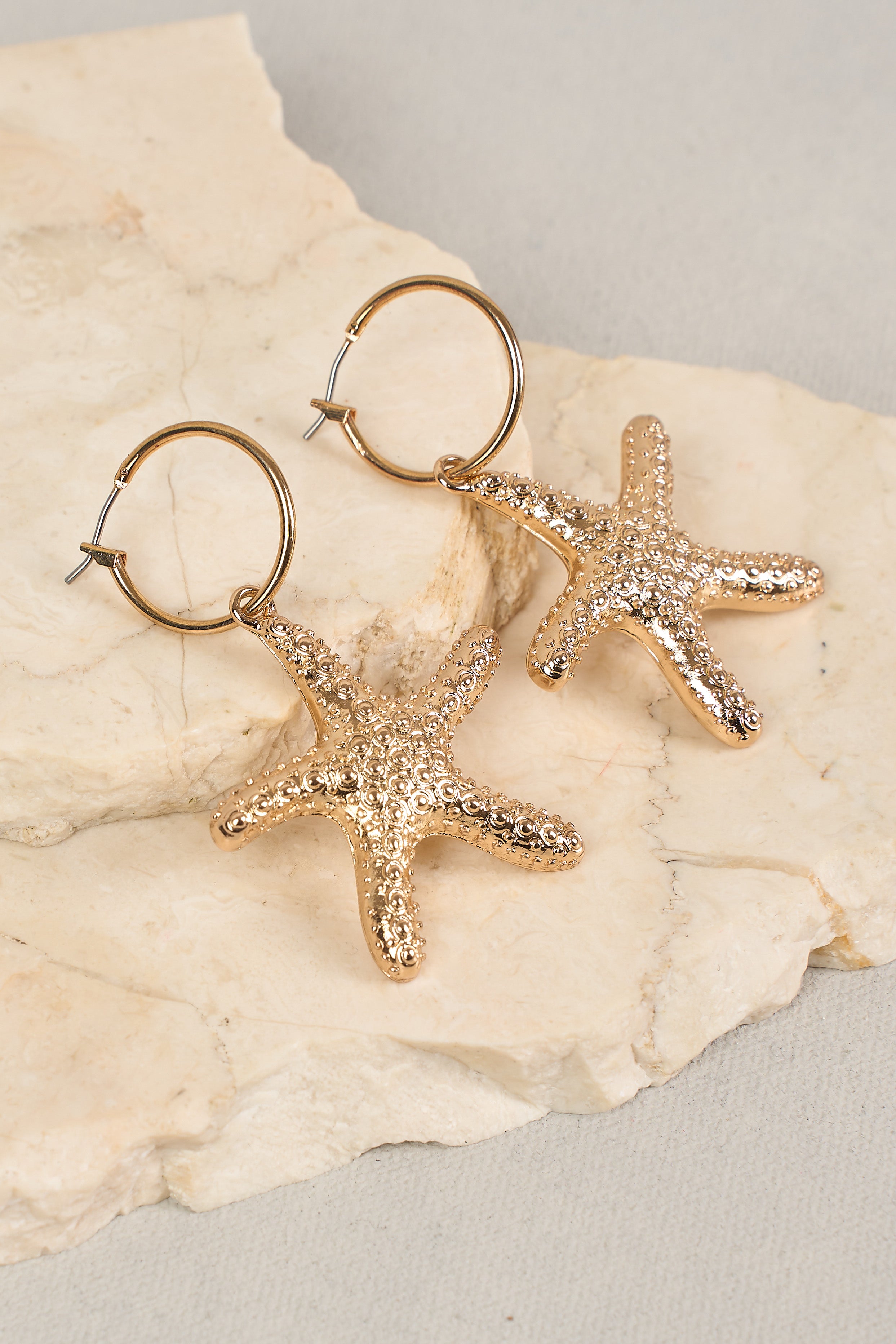 Gold Starfish Pendant Earrings