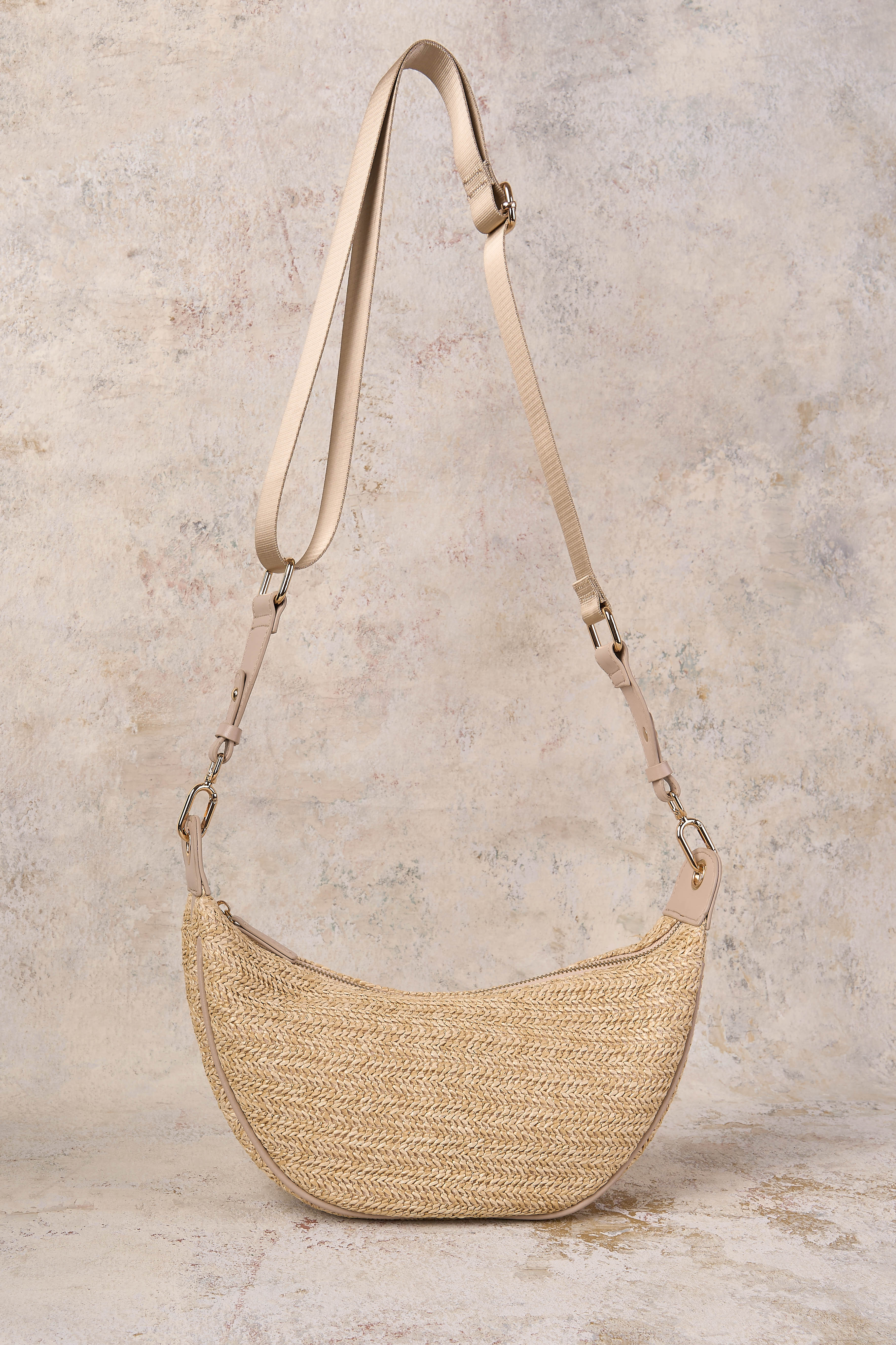 Crescent Crochet Shoulder Bag - Natural