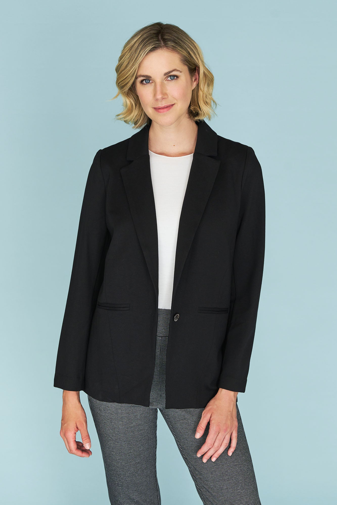 Seam Detail Ponte Blazer - Black