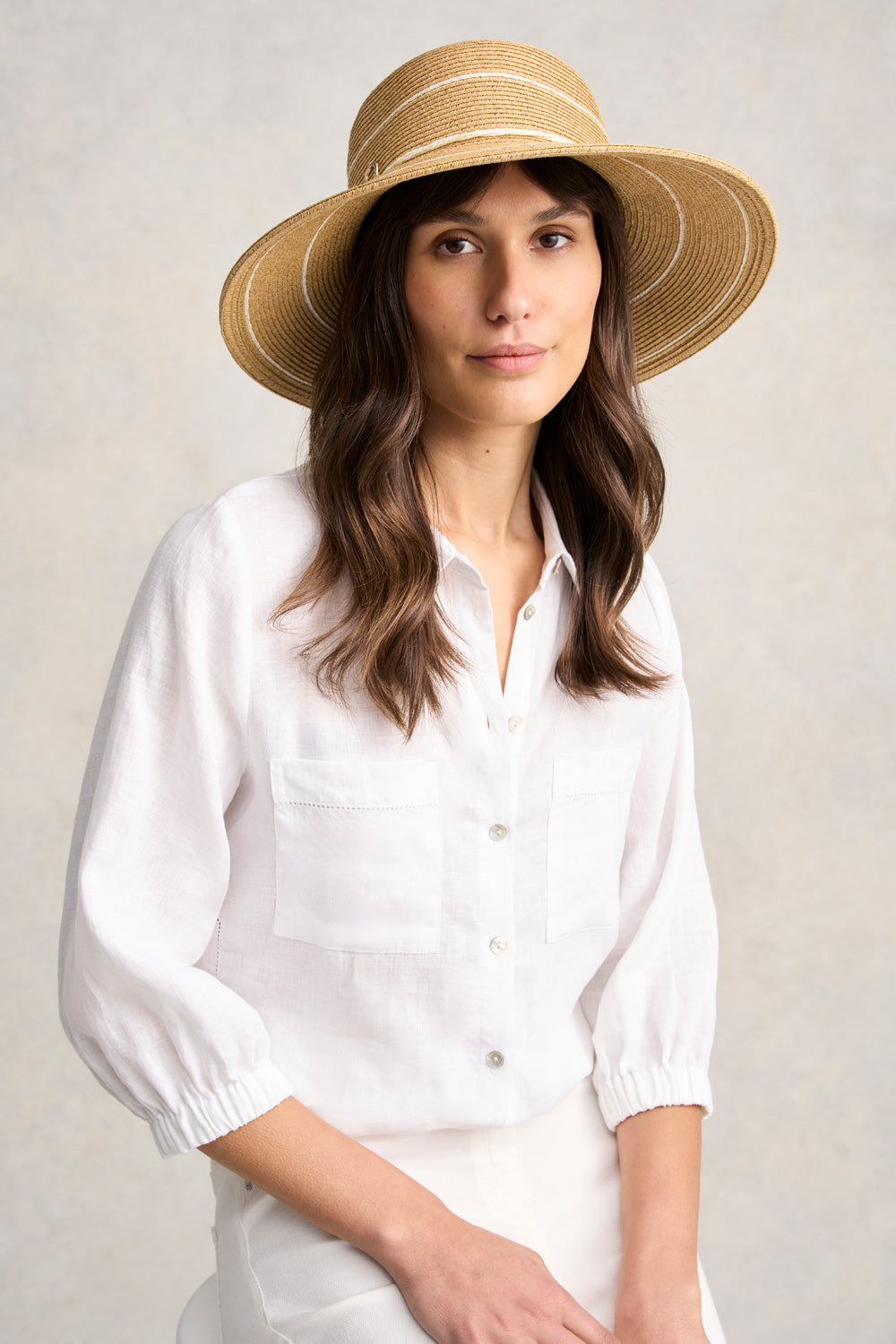 Fleur Down Brim Hat - White
