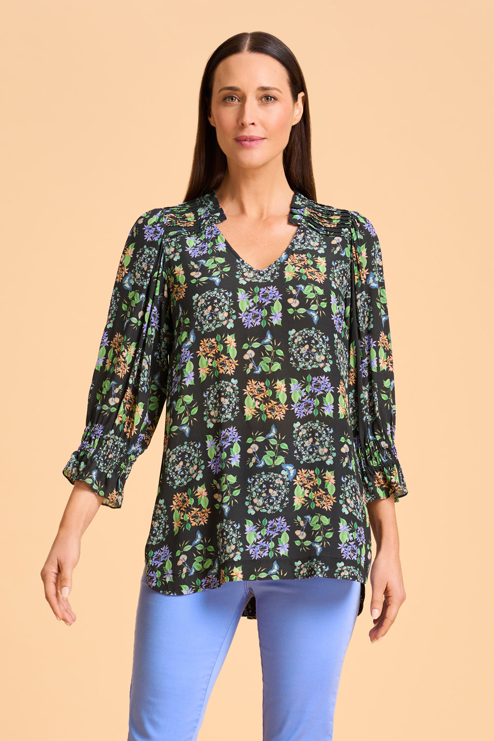 Printed Frill Detail Tunic - Butterfly Garden