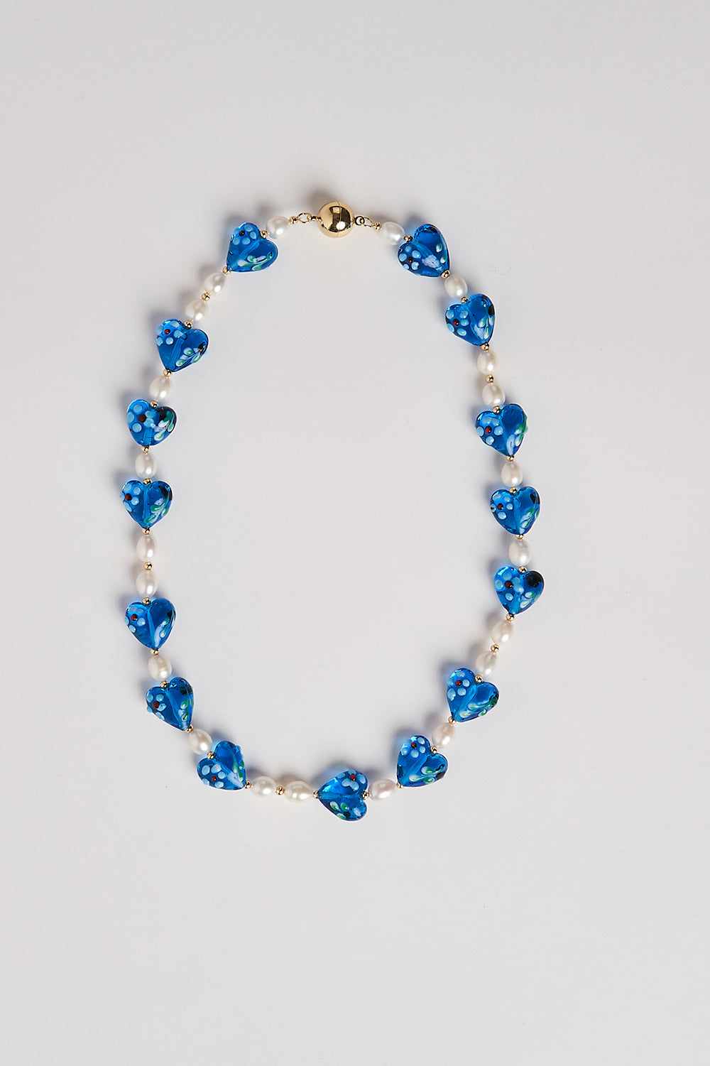 Glass Heart Necklace - Blue