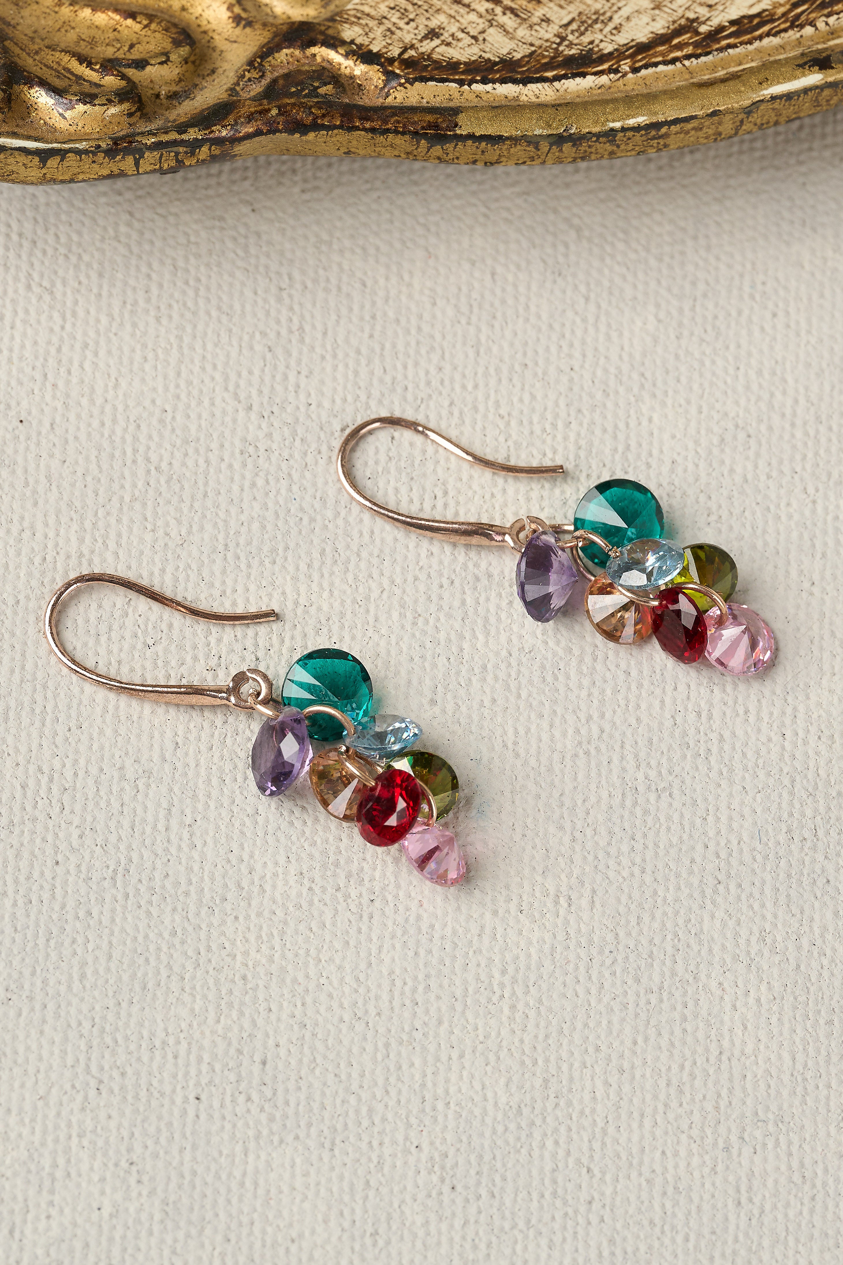 Crystal Droplet Earrings - Lilac