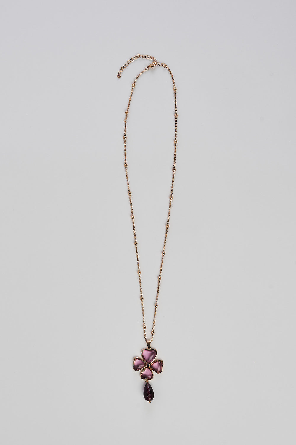 Floral Pendant Necklace - Mauve