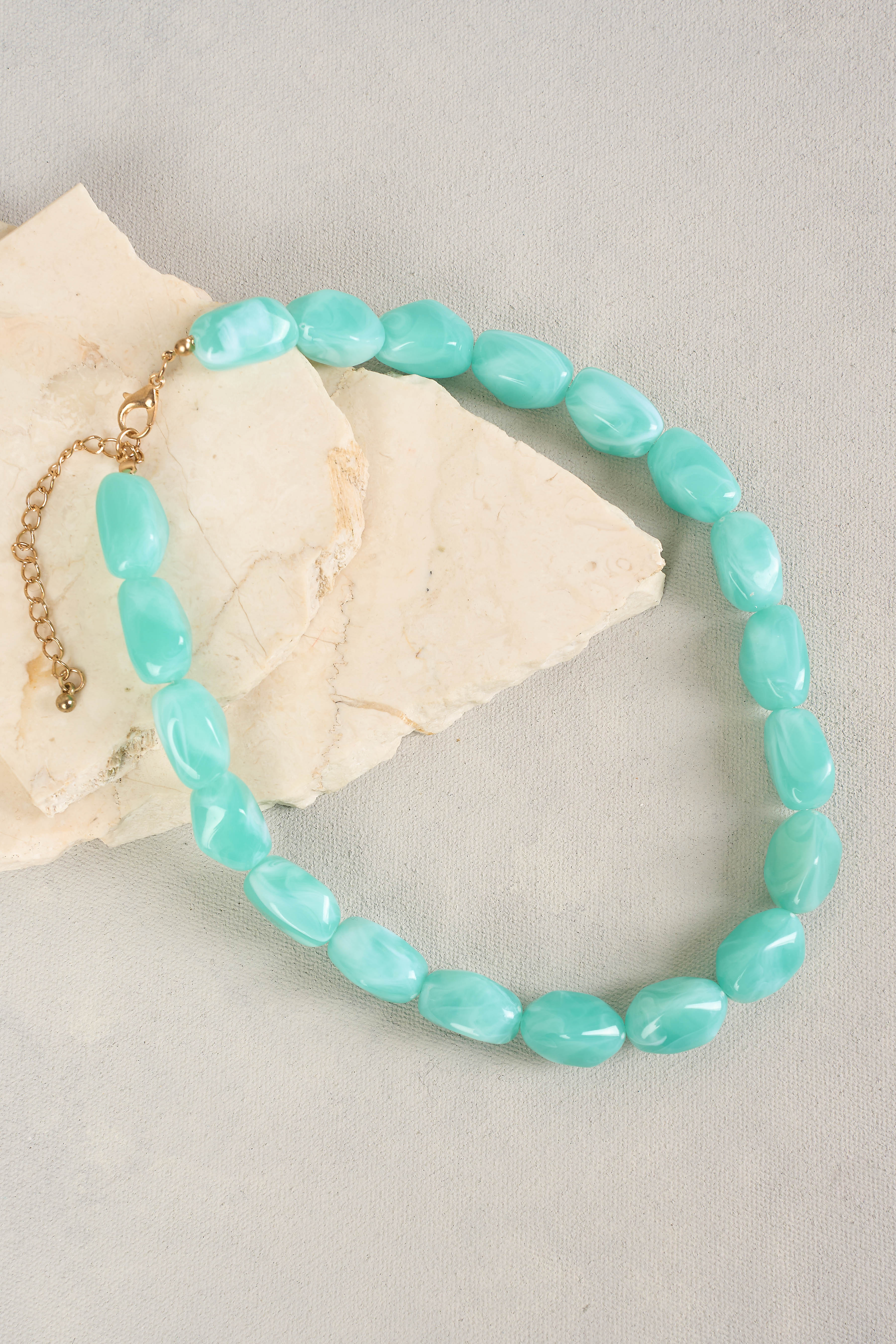Marble Resin Necklace - Aquamarine