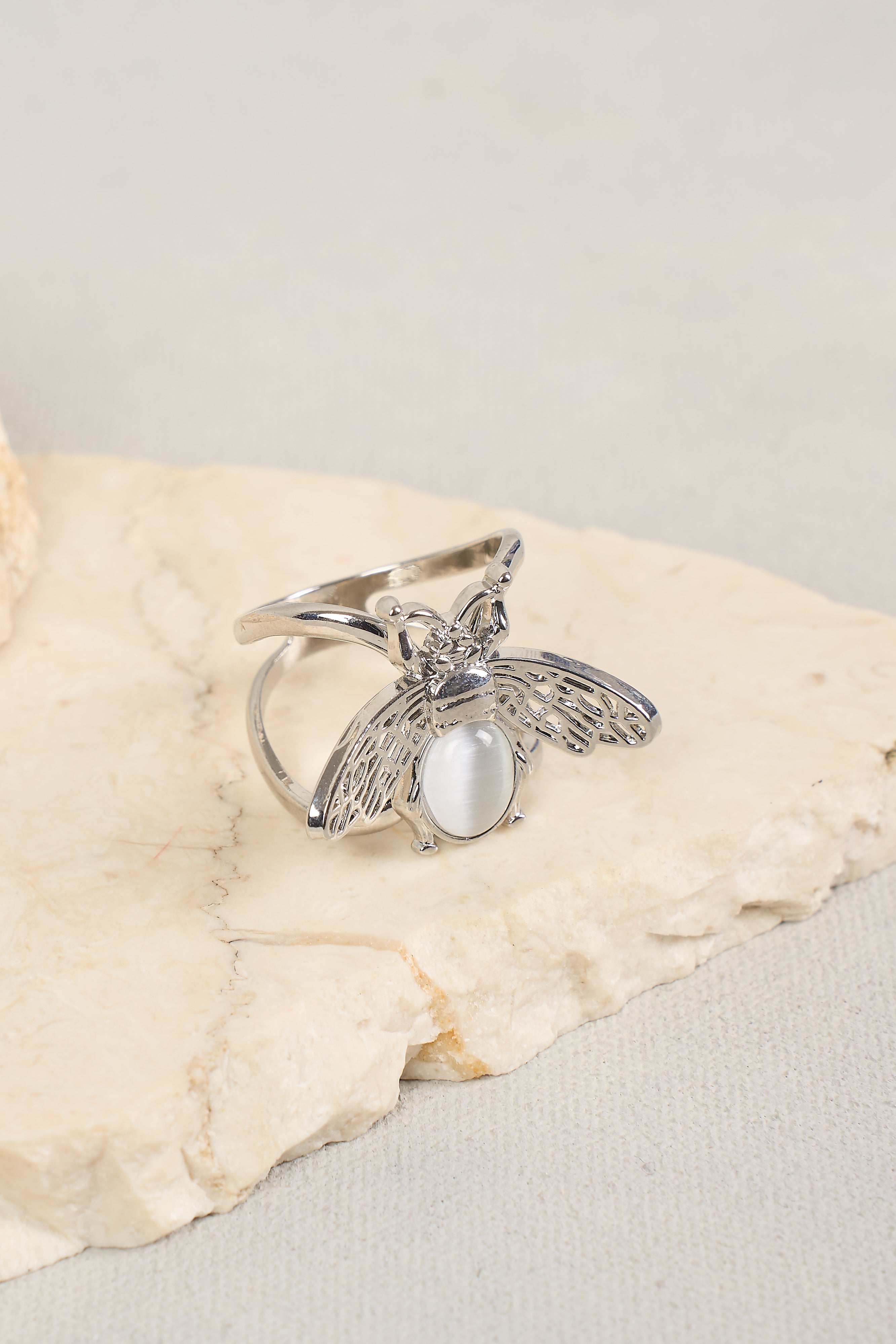 Silver Bee Scarf Ring