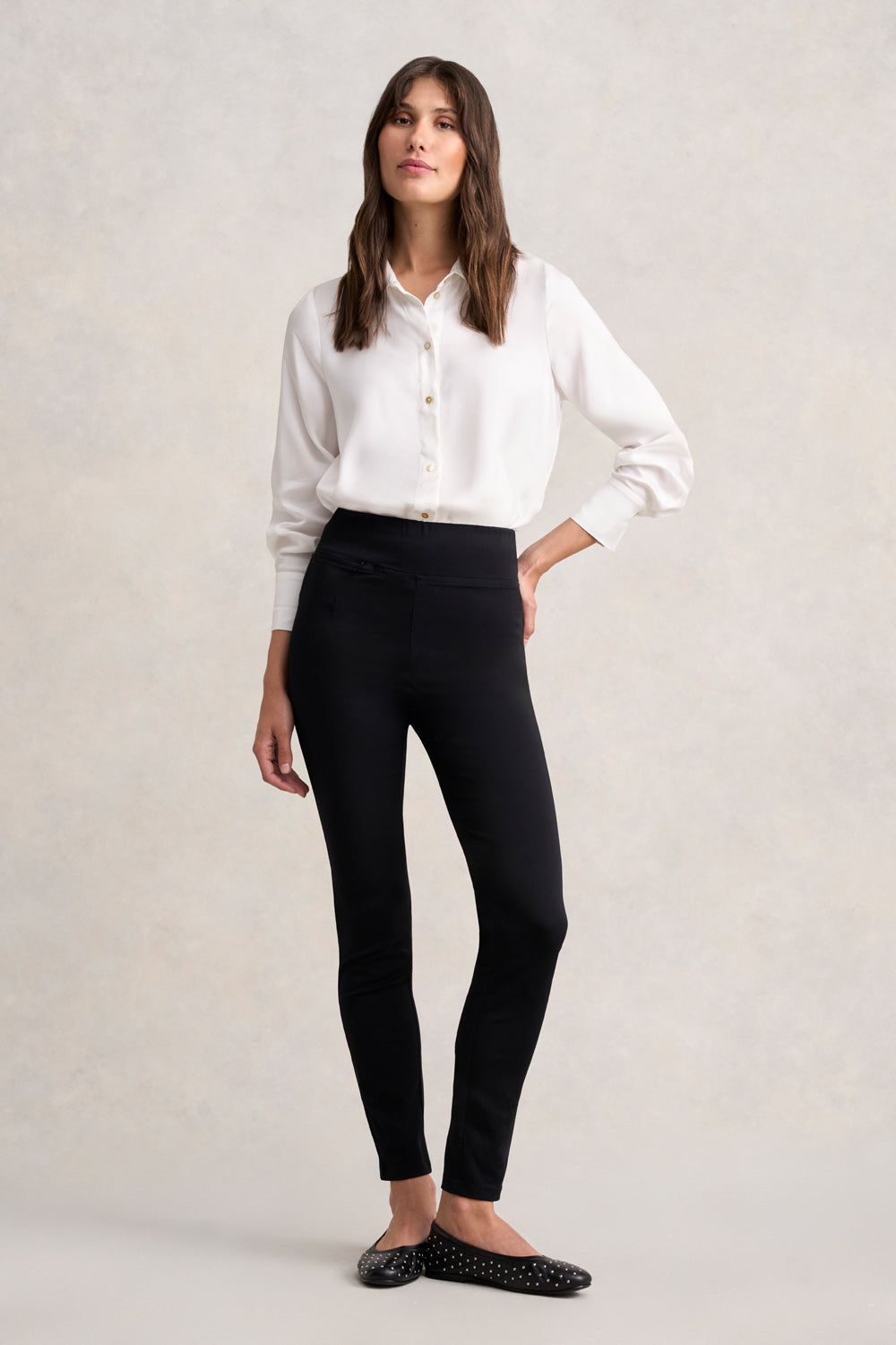Zip Detail Slim Leg Pant - Jet Black