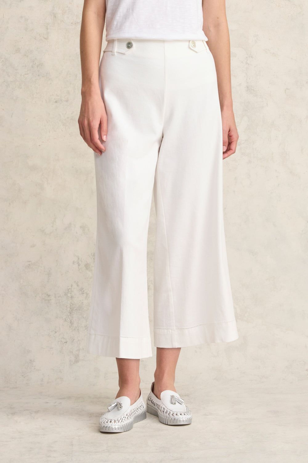 7/8th Linen Pant - White