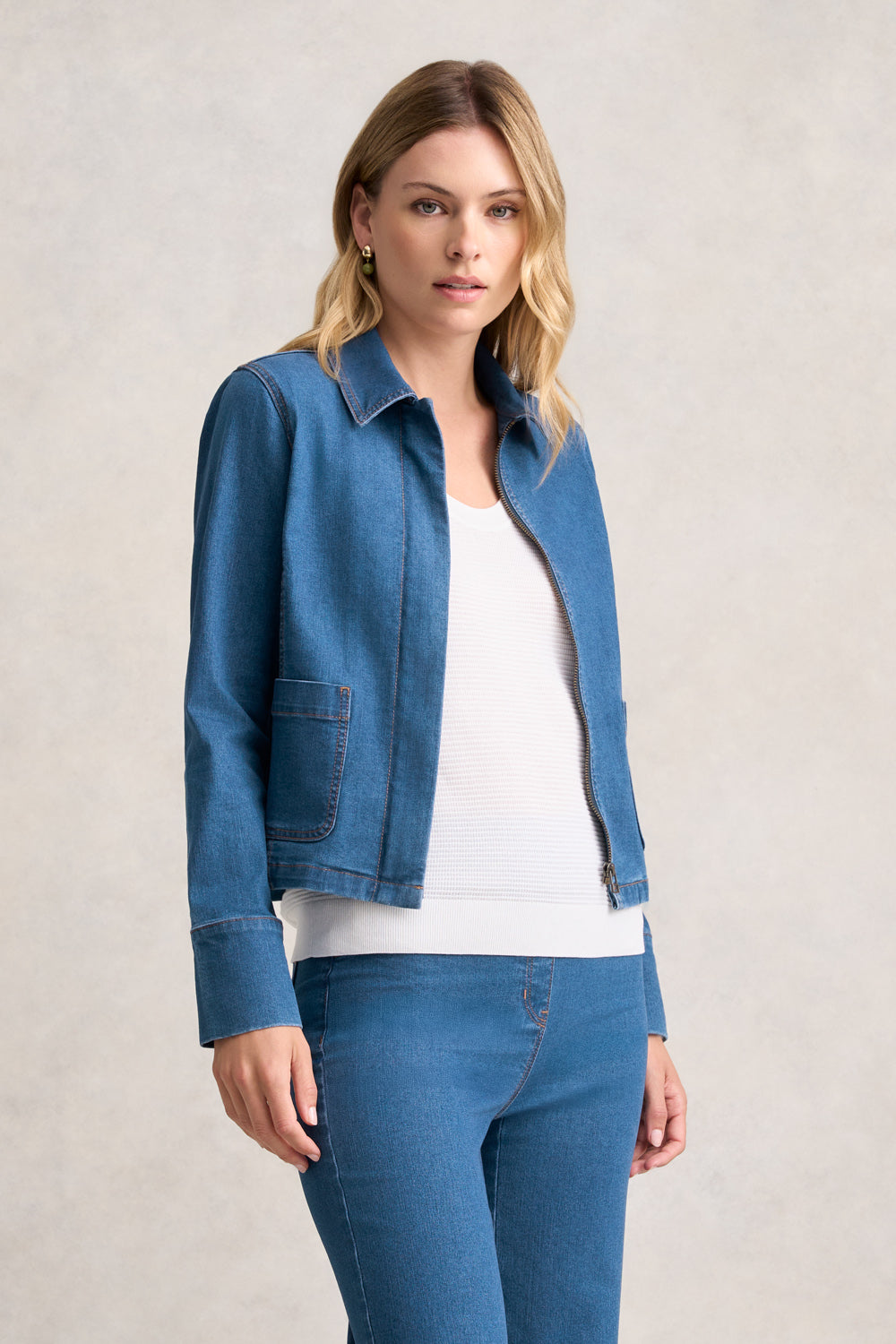 Cropped Denim Jacket - Denim Denim
