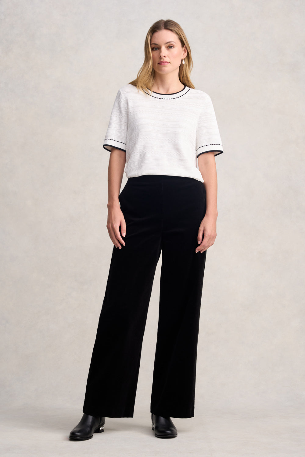 Wide Leg Cord Pant - Black