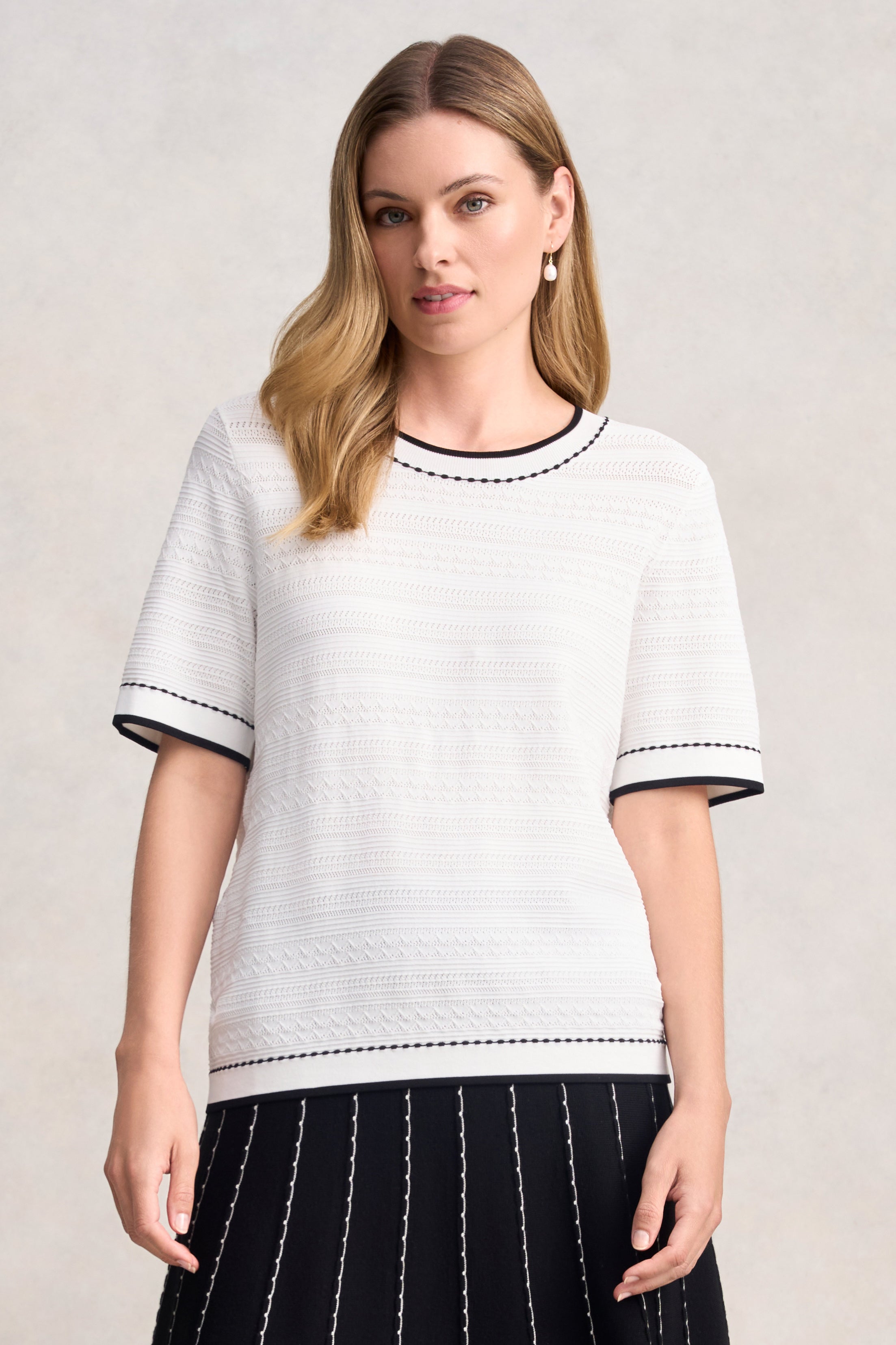 Jacquard Knit Top - White