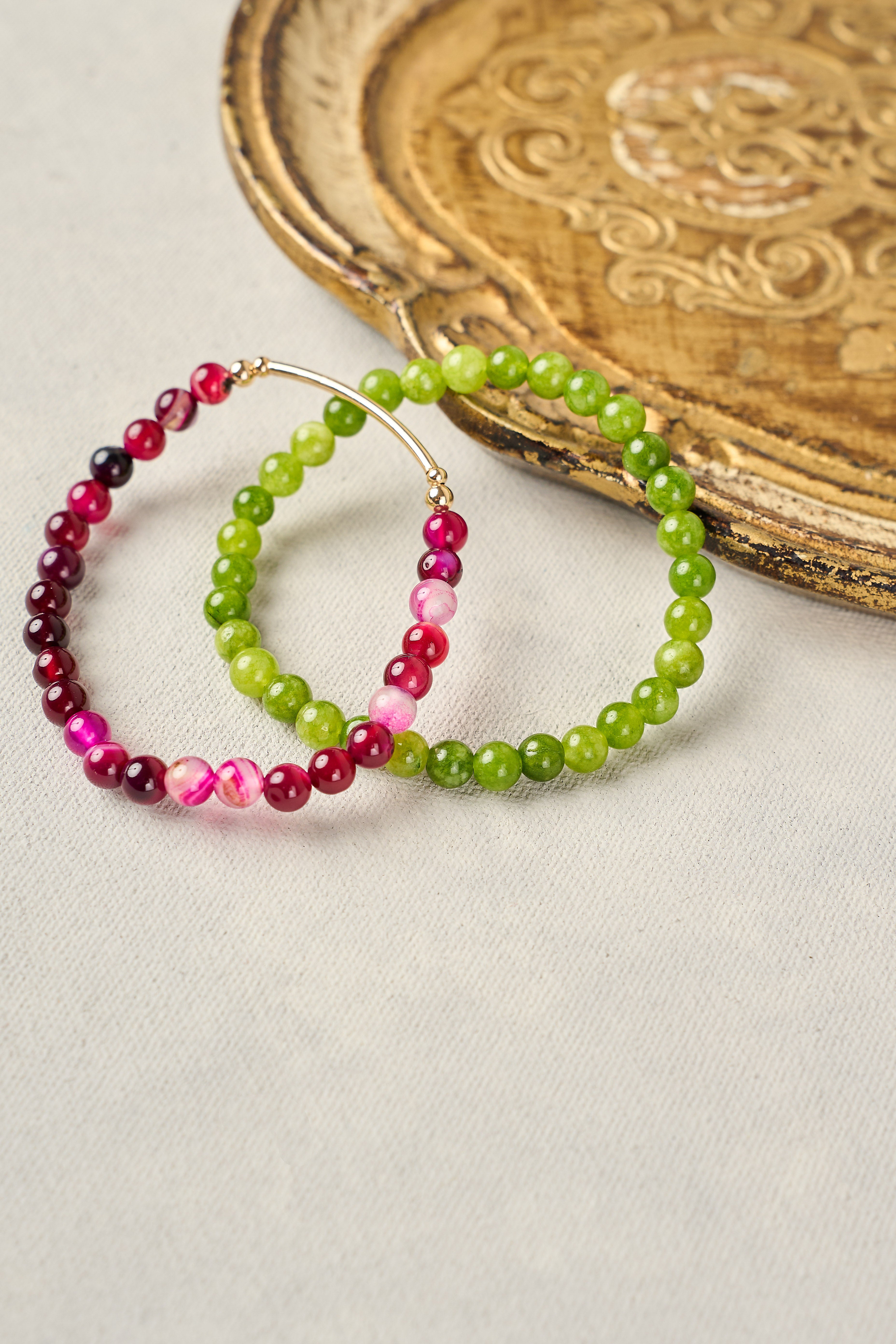 Olivine Stone Bracelet Set - Multi