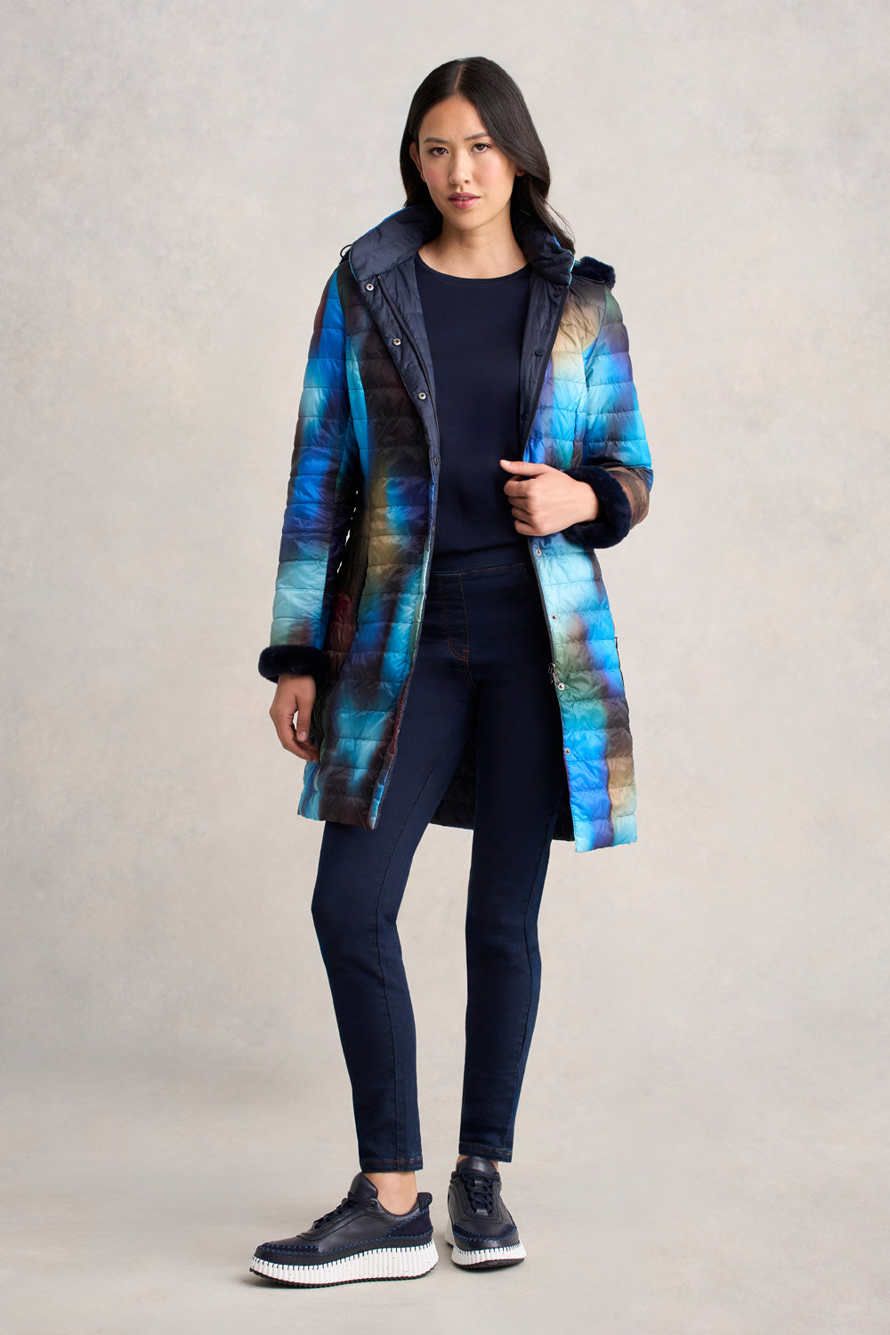 Reversible Longline Puffer - Ombre Print