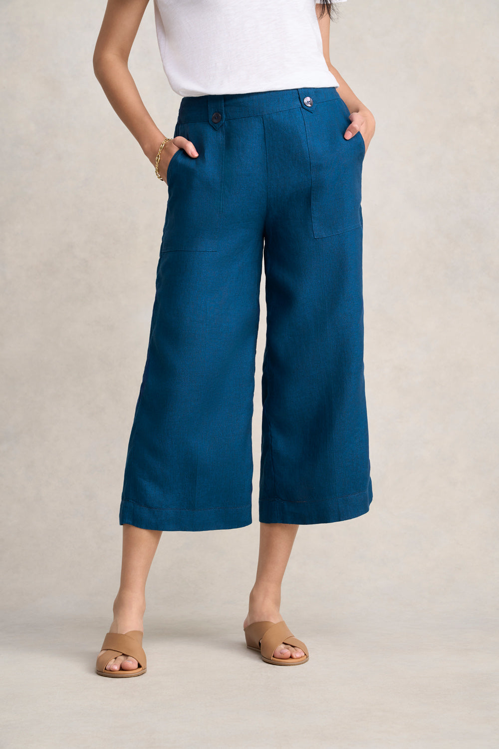 Linen Culotte - Navy Delave
