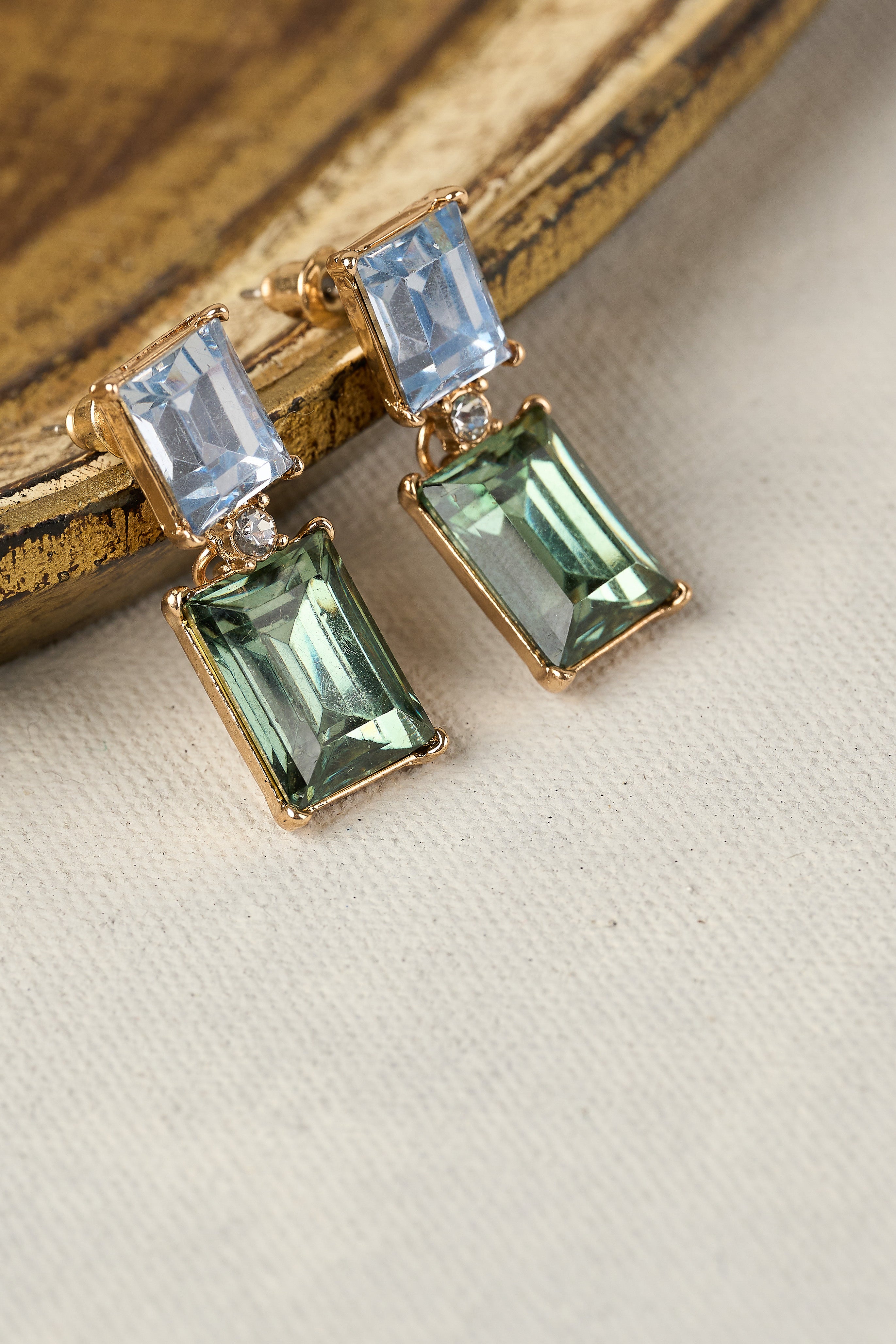 Gold Glass Stone Earrings