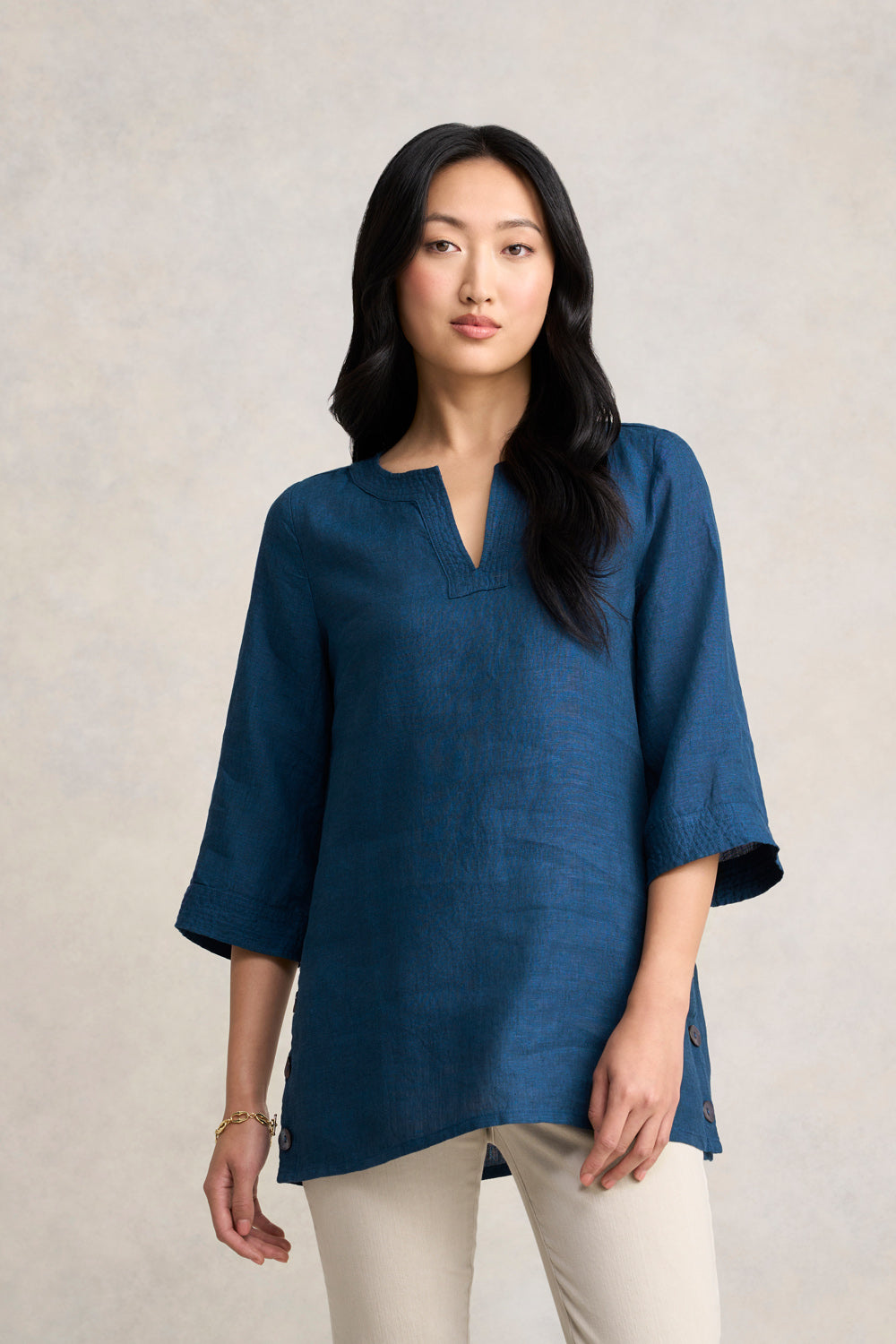 Linen Tunic - Navy Delave