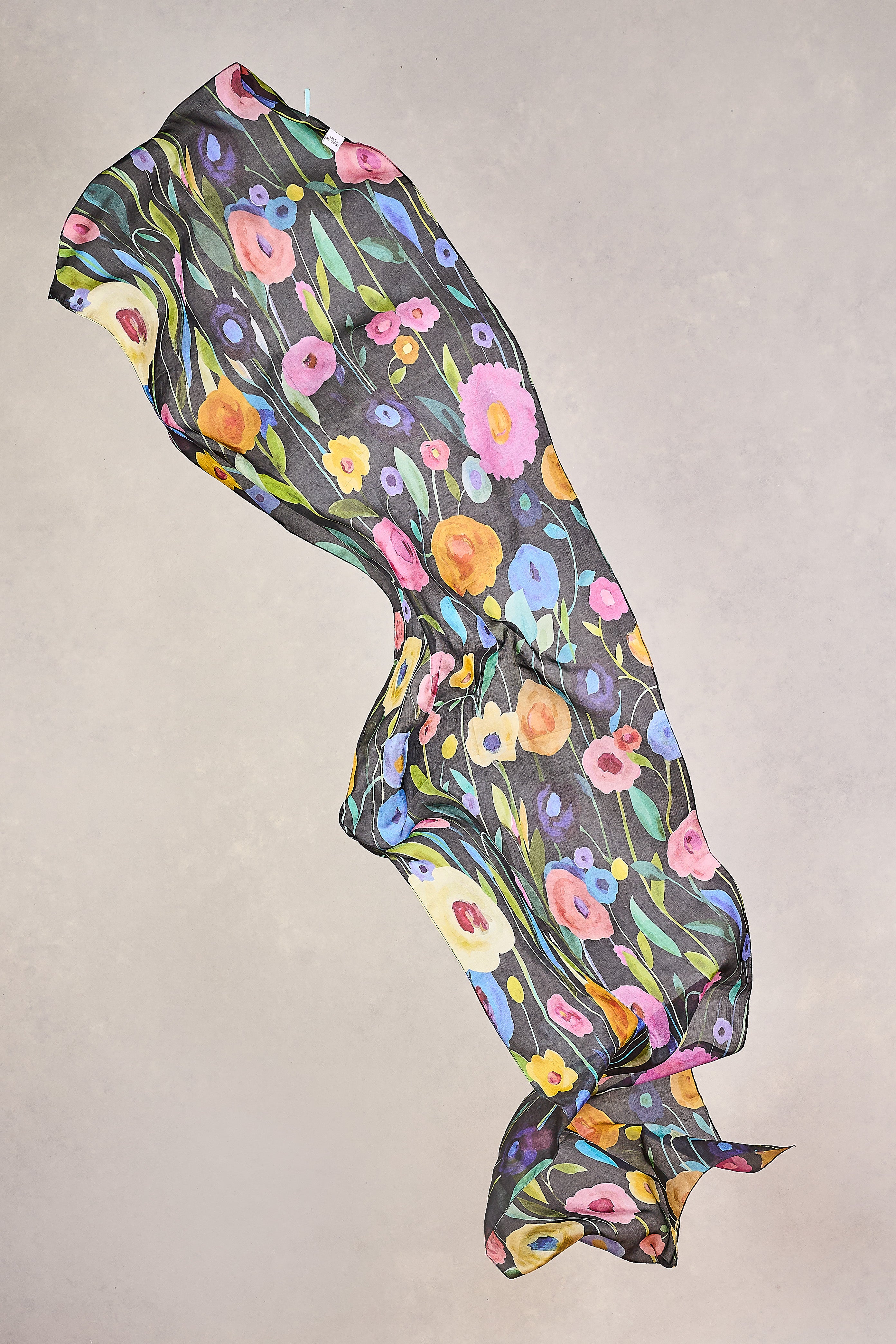 Poppy Print Silk Scarf - Multi