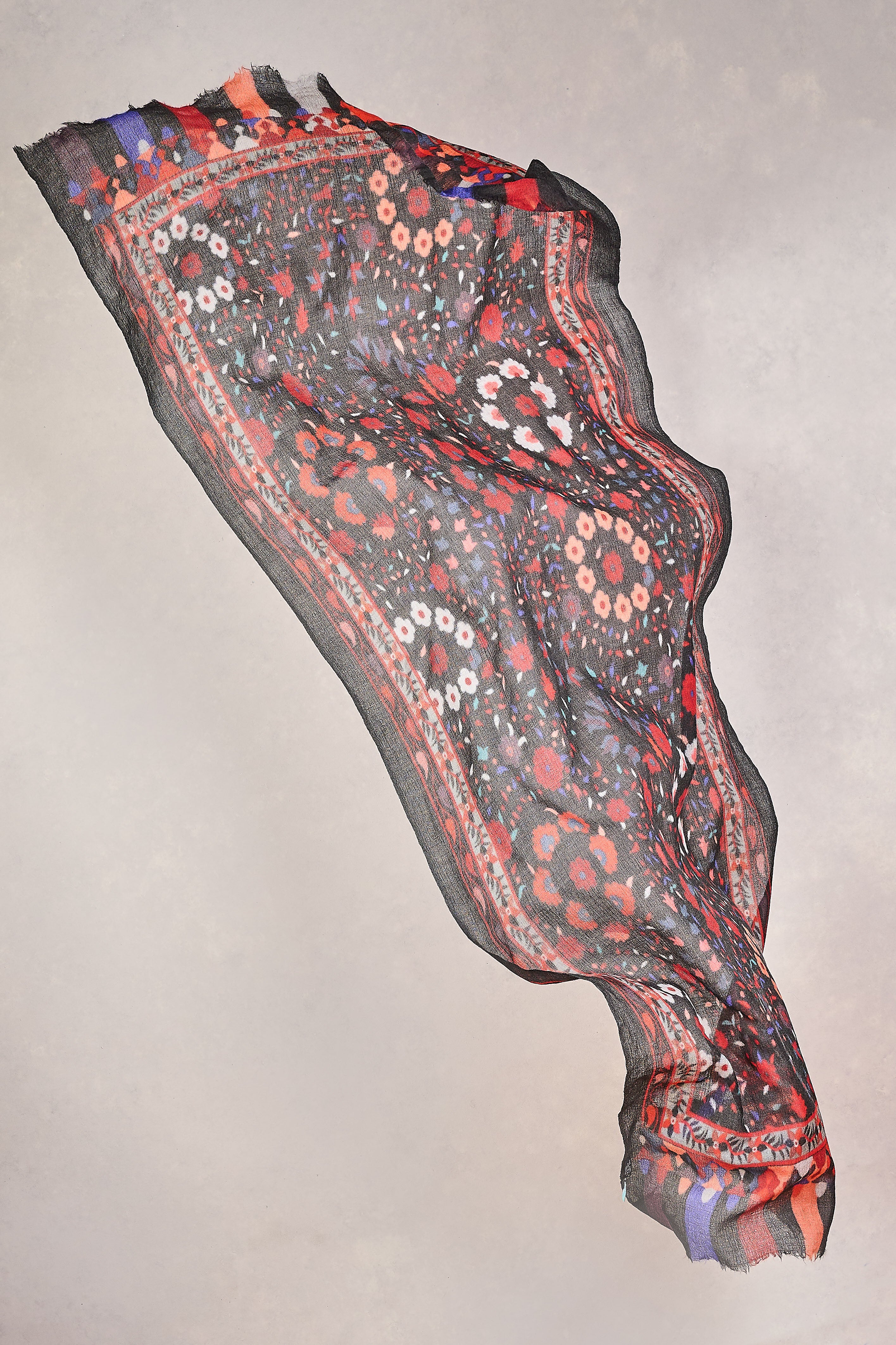 Rouge Floral Wool Scarf - Multi