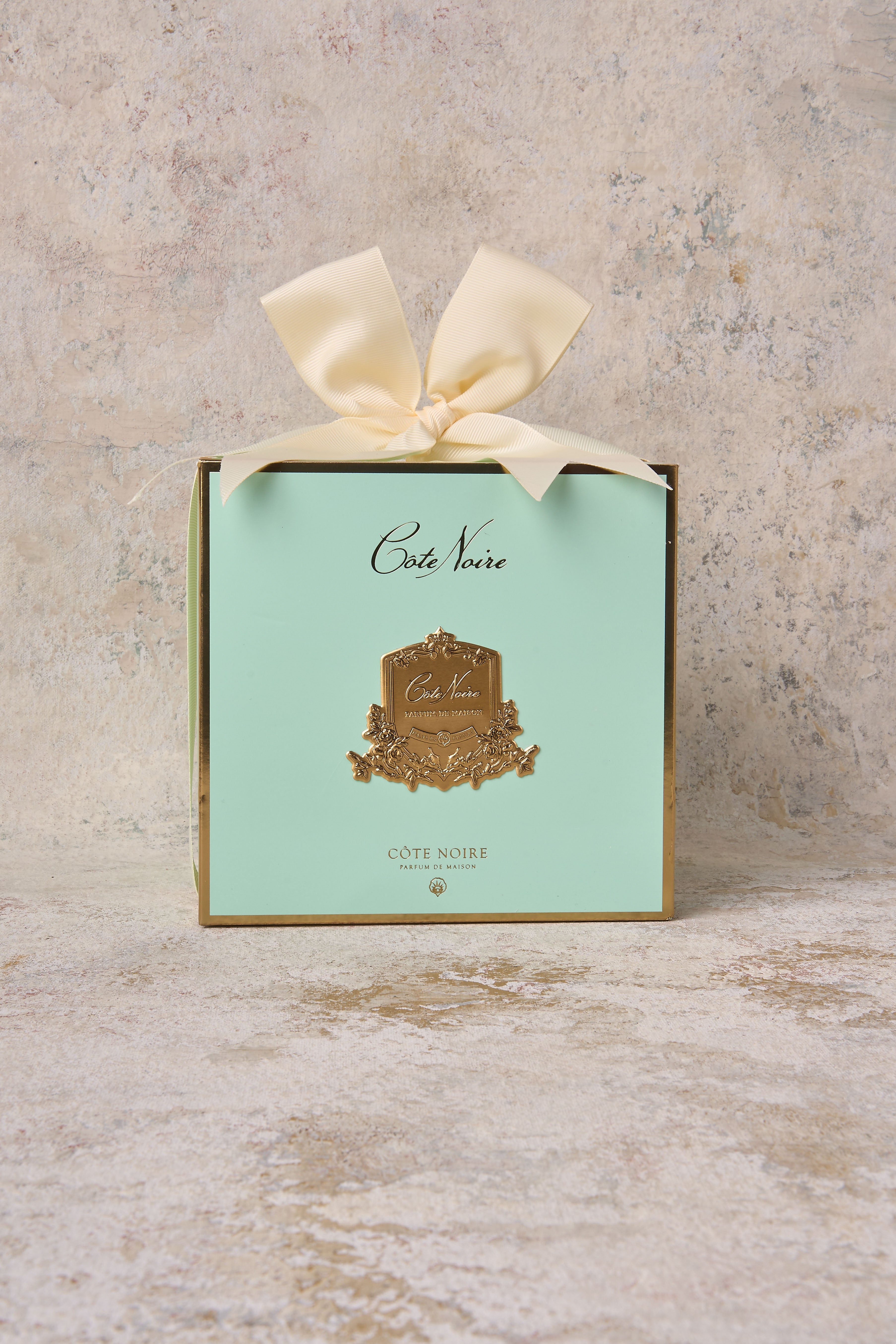 Côte Noire Round Art Deco Blue Candle