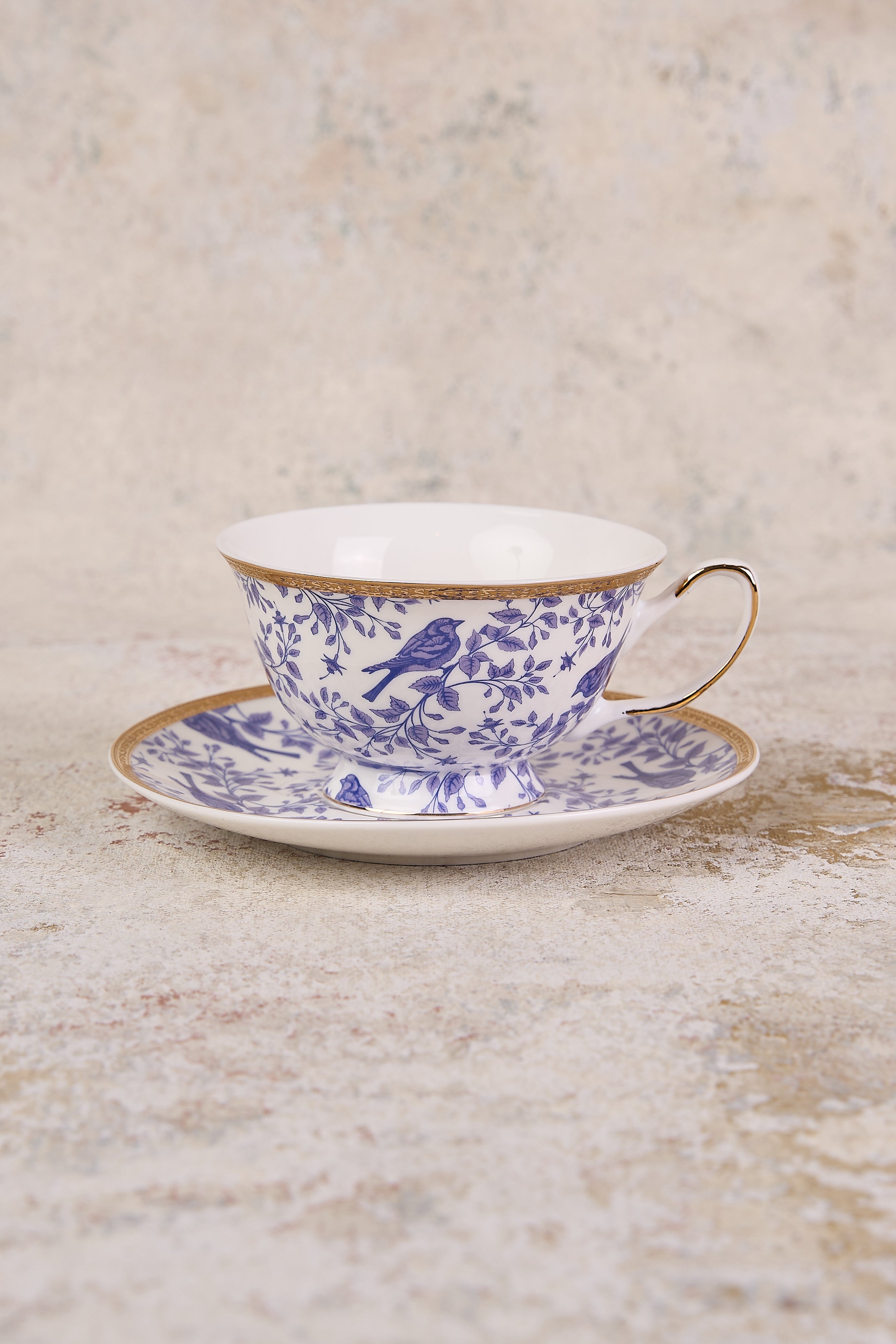 French Blue Bird Teacup & Saucer