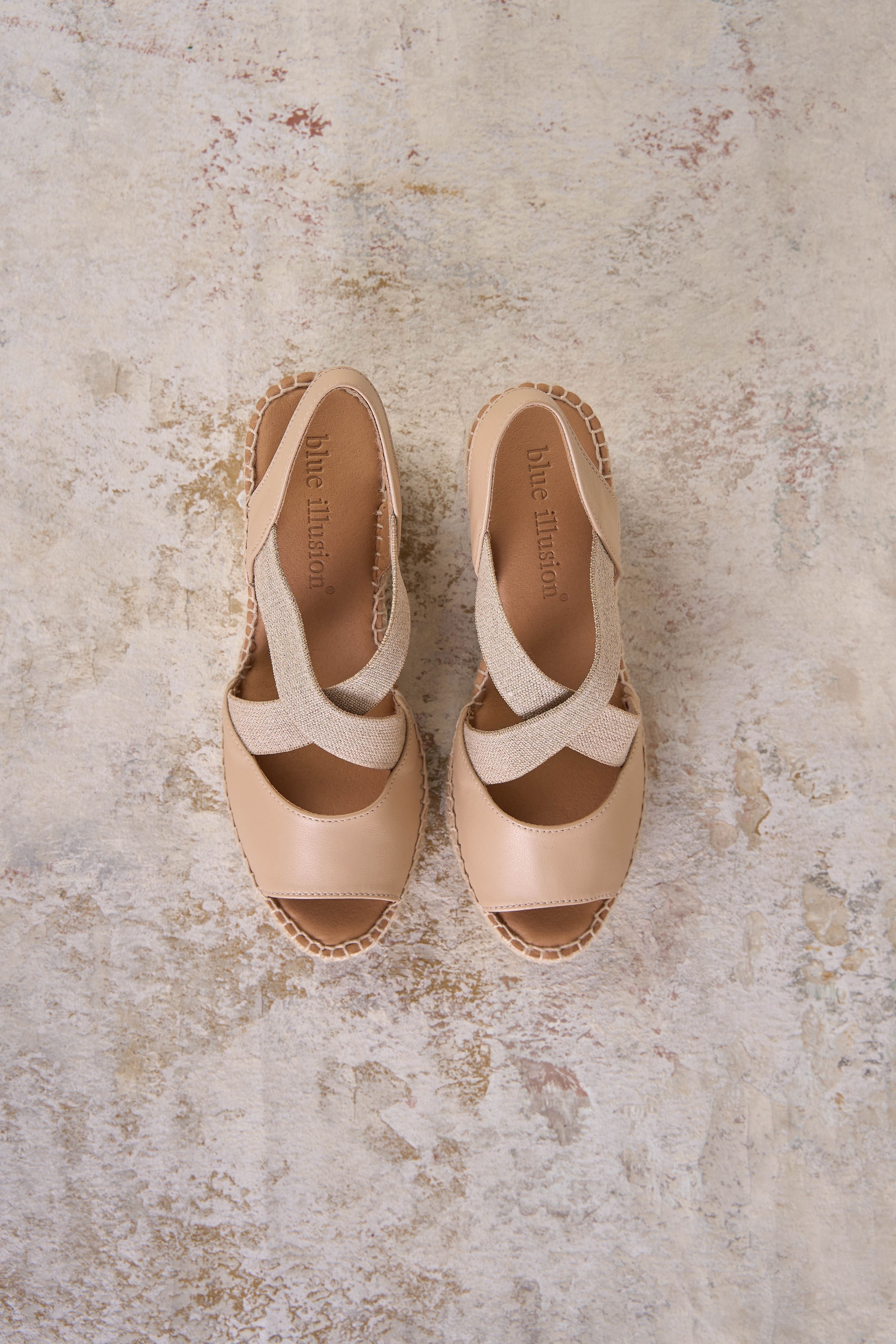 Belle Metallic Strap Espadrille - Nude