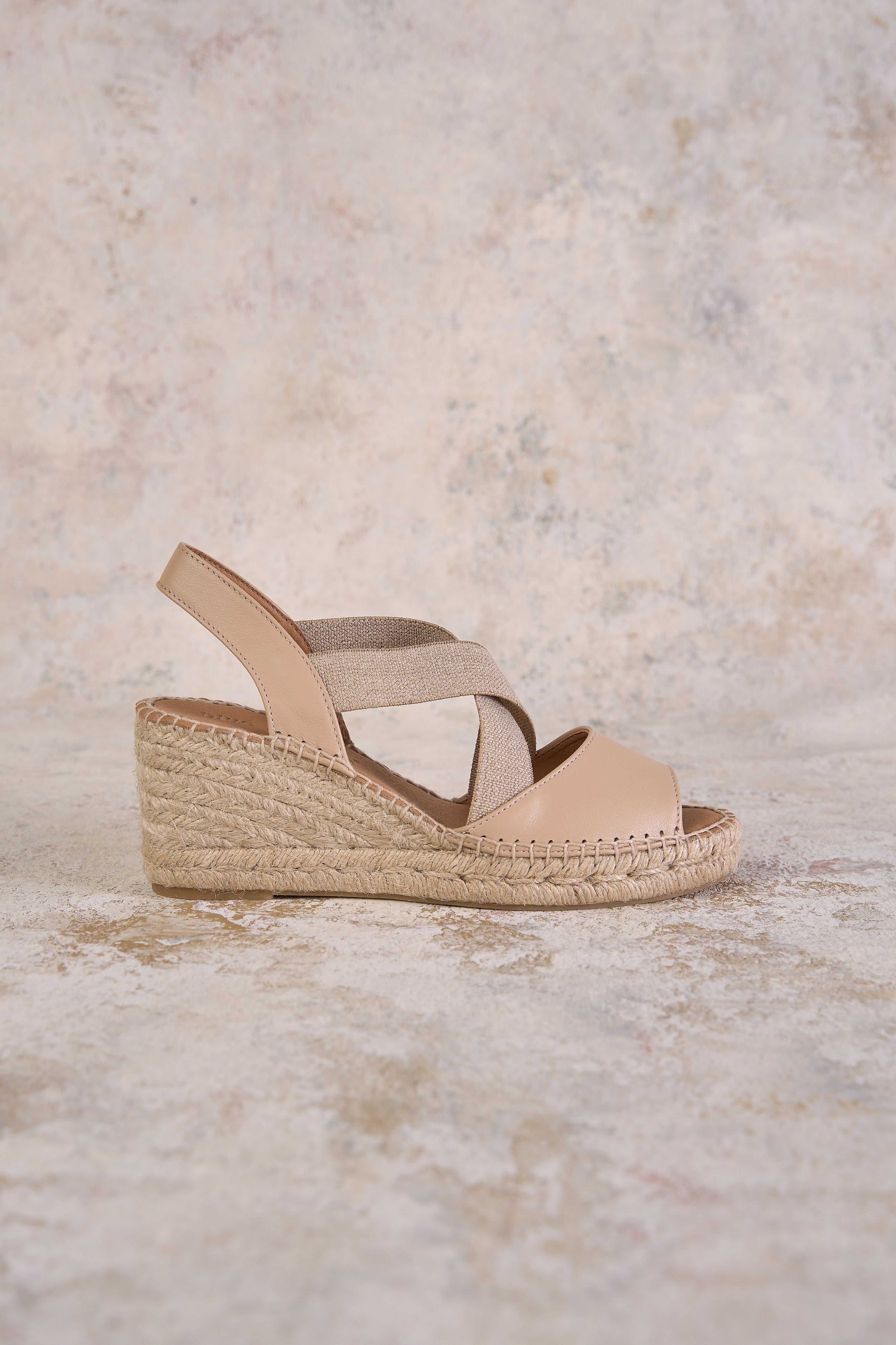 Belle Metallic Strap Espadrille - Nude