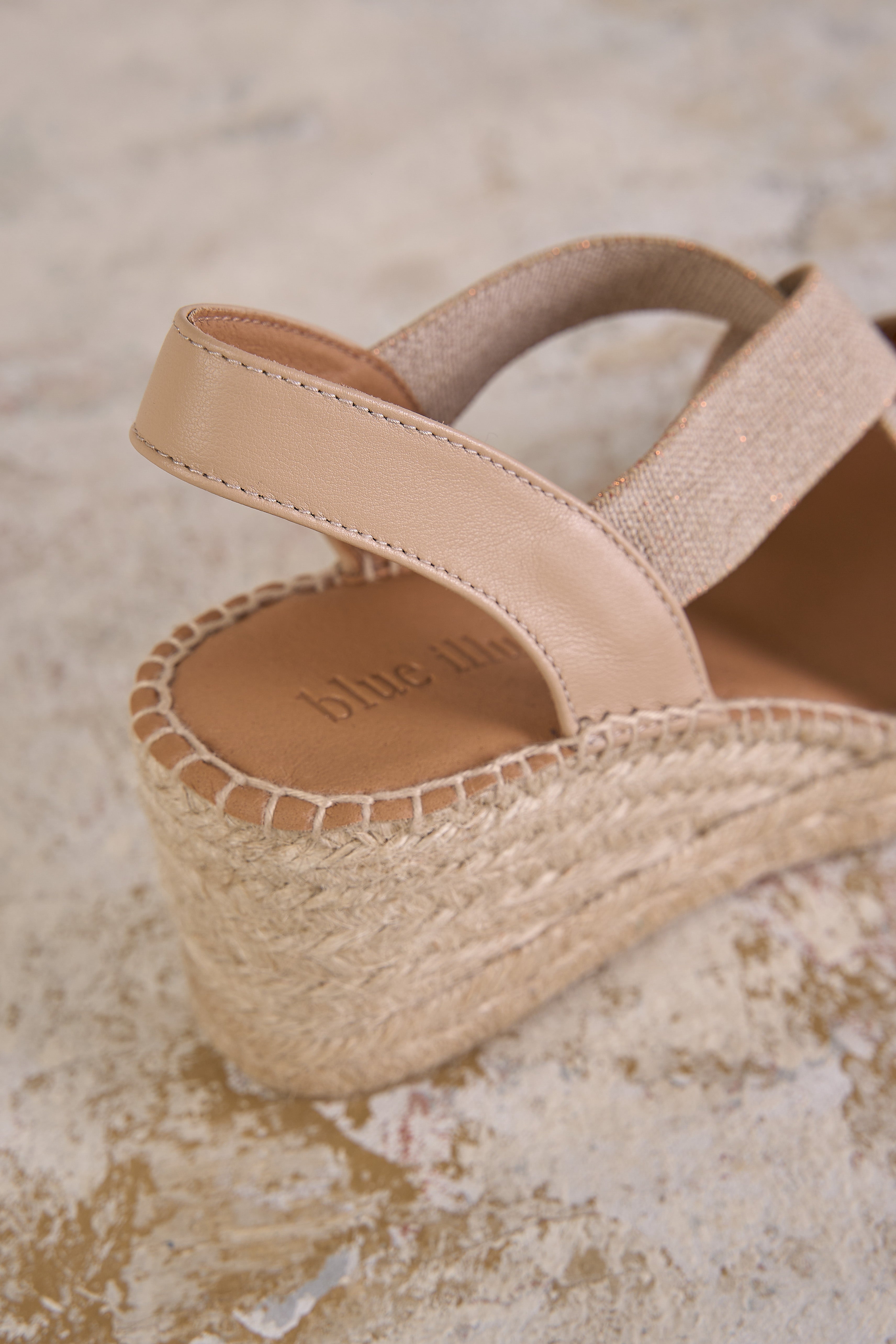 Belle Metallic Strap Espadrille - Nude