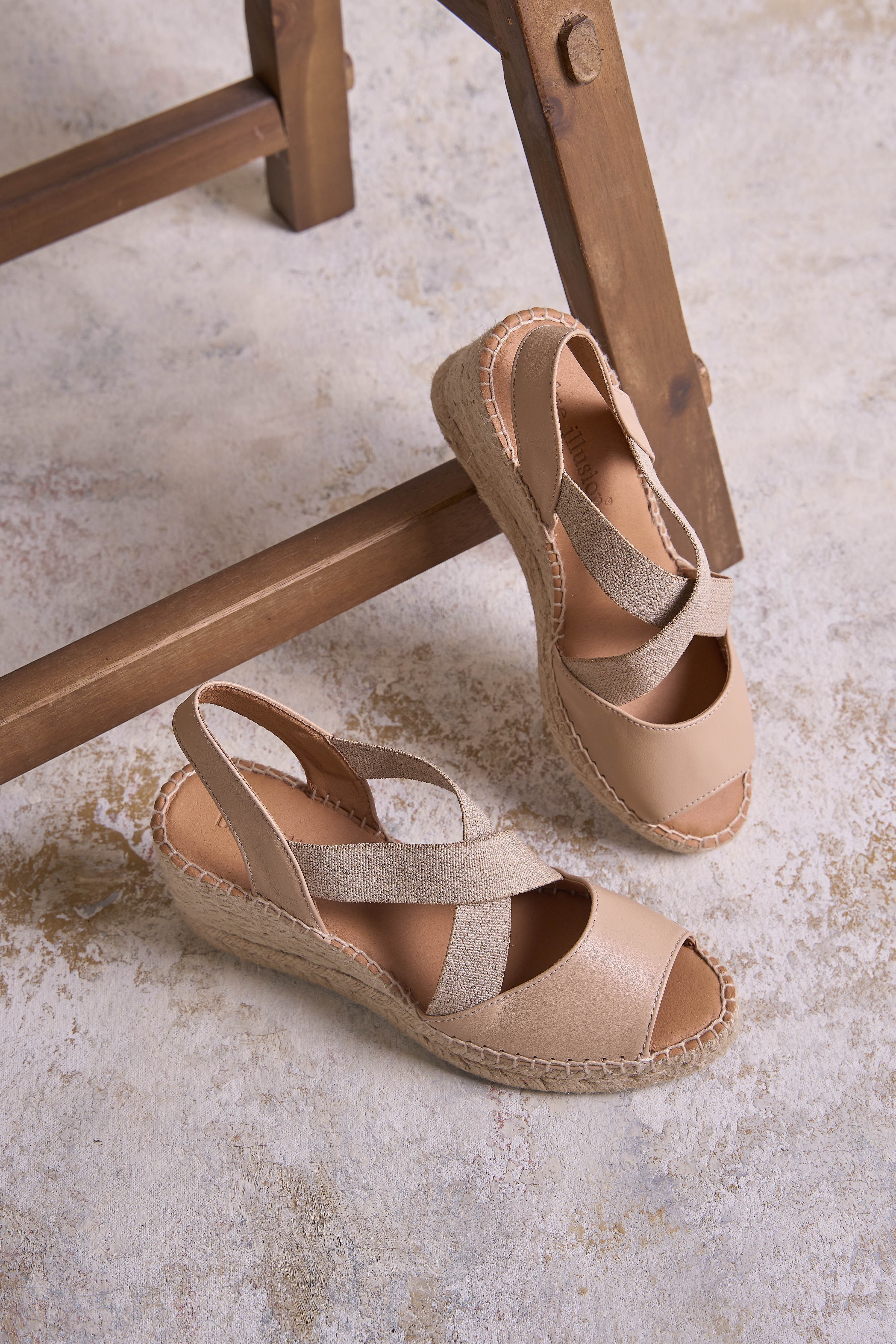 Belle Metallic Strap Espadrille - Nude