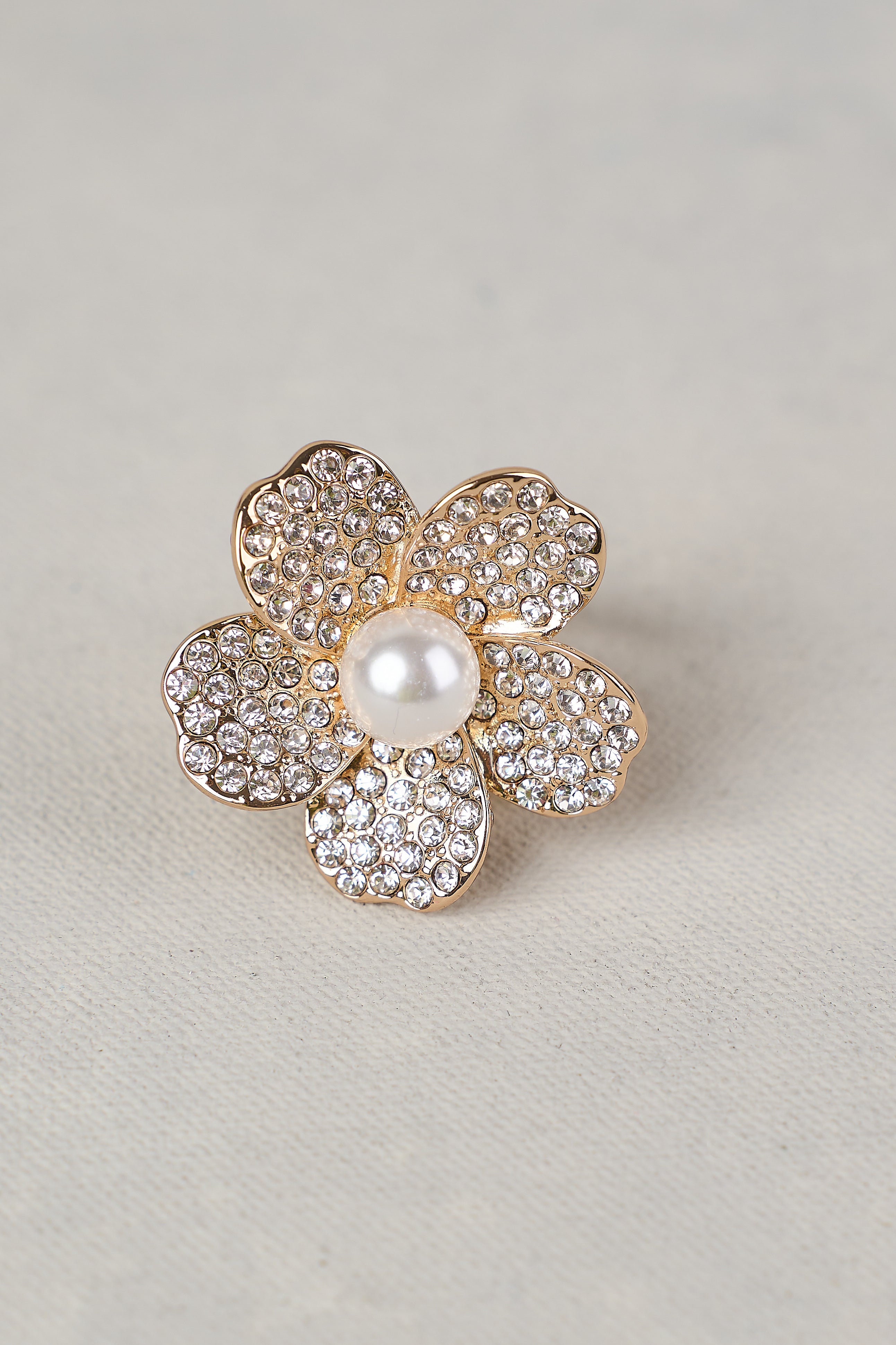 Diamante Floral Scarf Ring - White