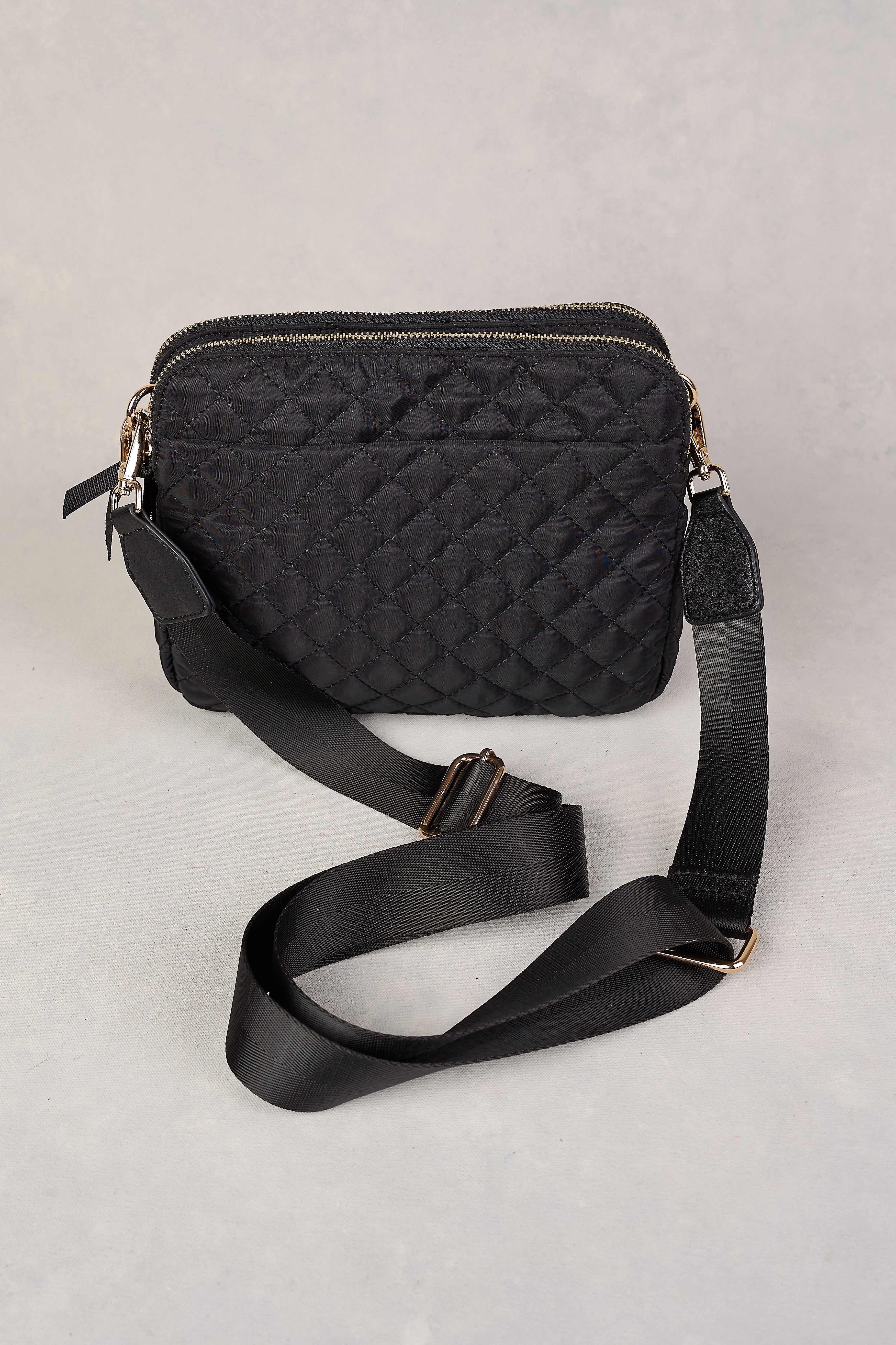 Naomi Quilted Crossbody Bag - Black