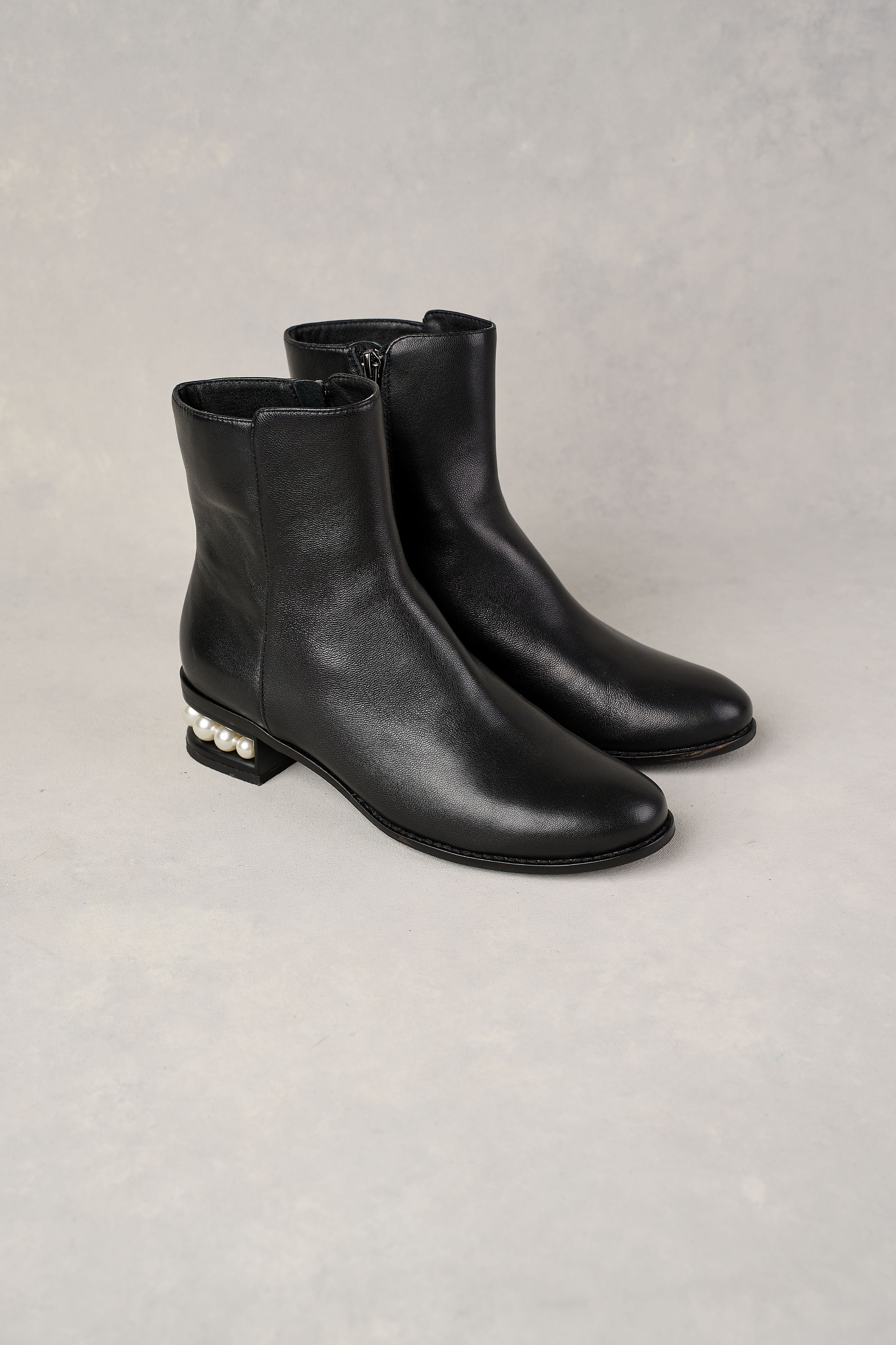 Jolie Pearl Heel Boot - Black
