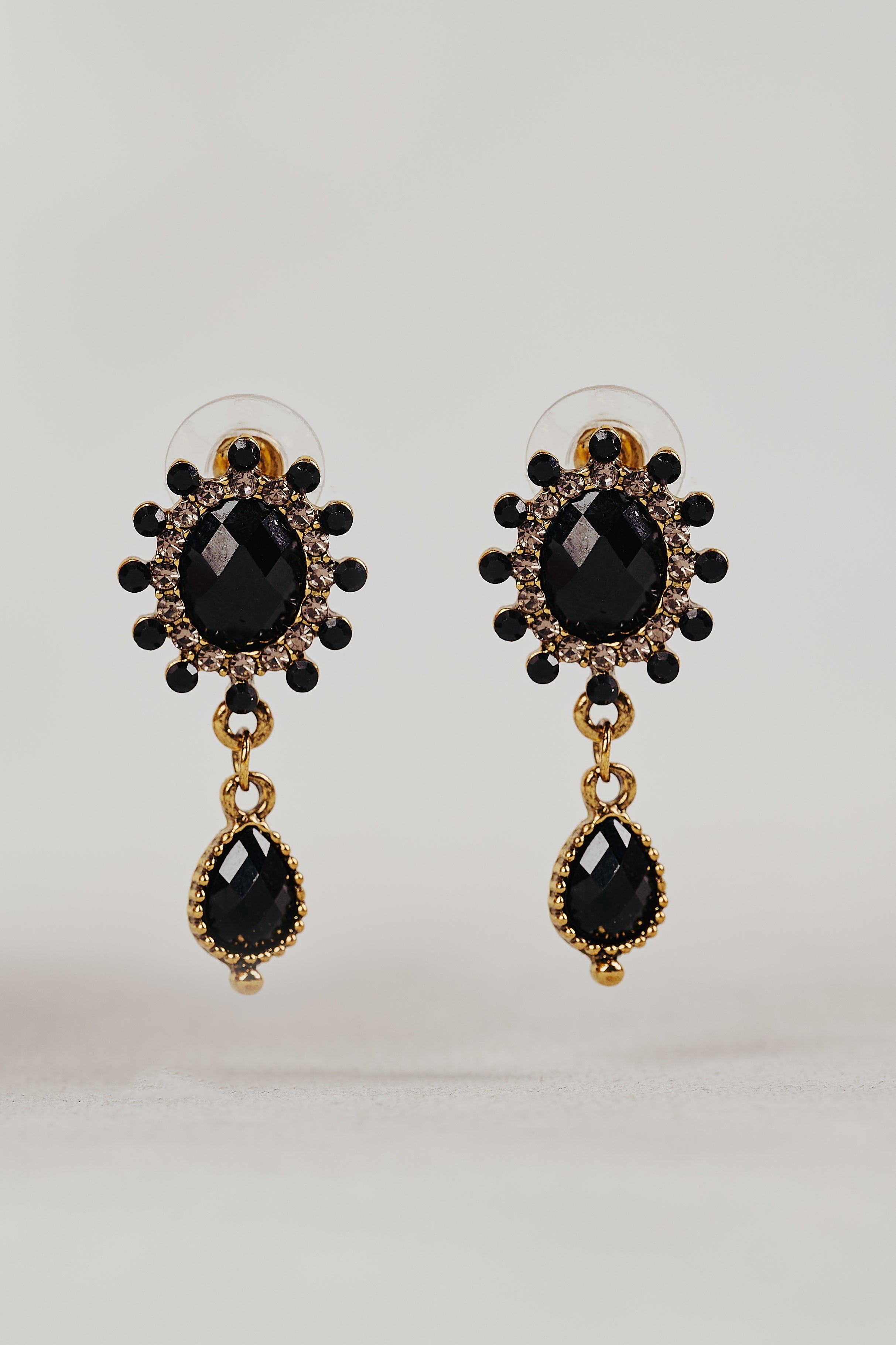 Noir Glass Drop Earrings - Black