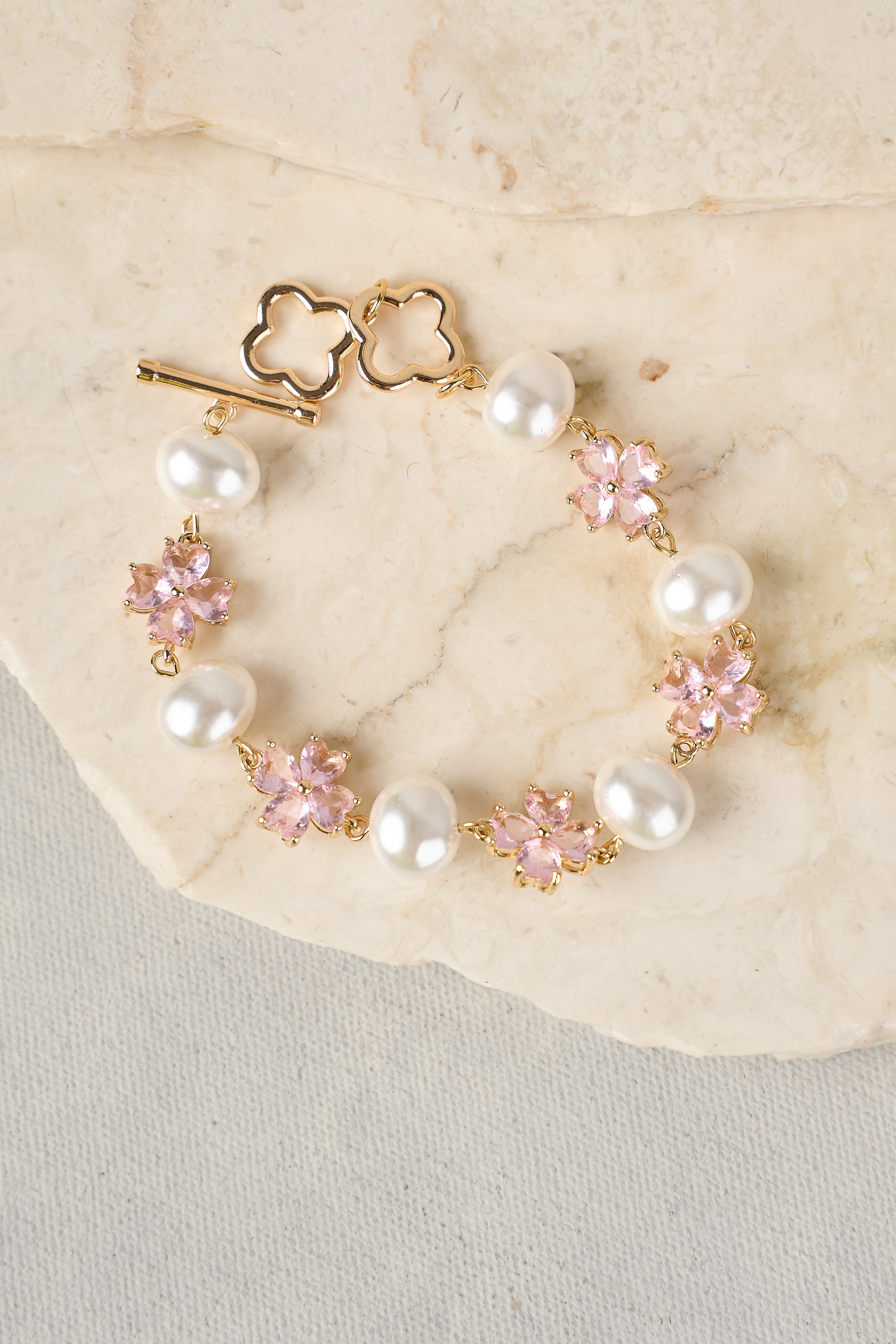 Glass Crystal Bracelet - Pink