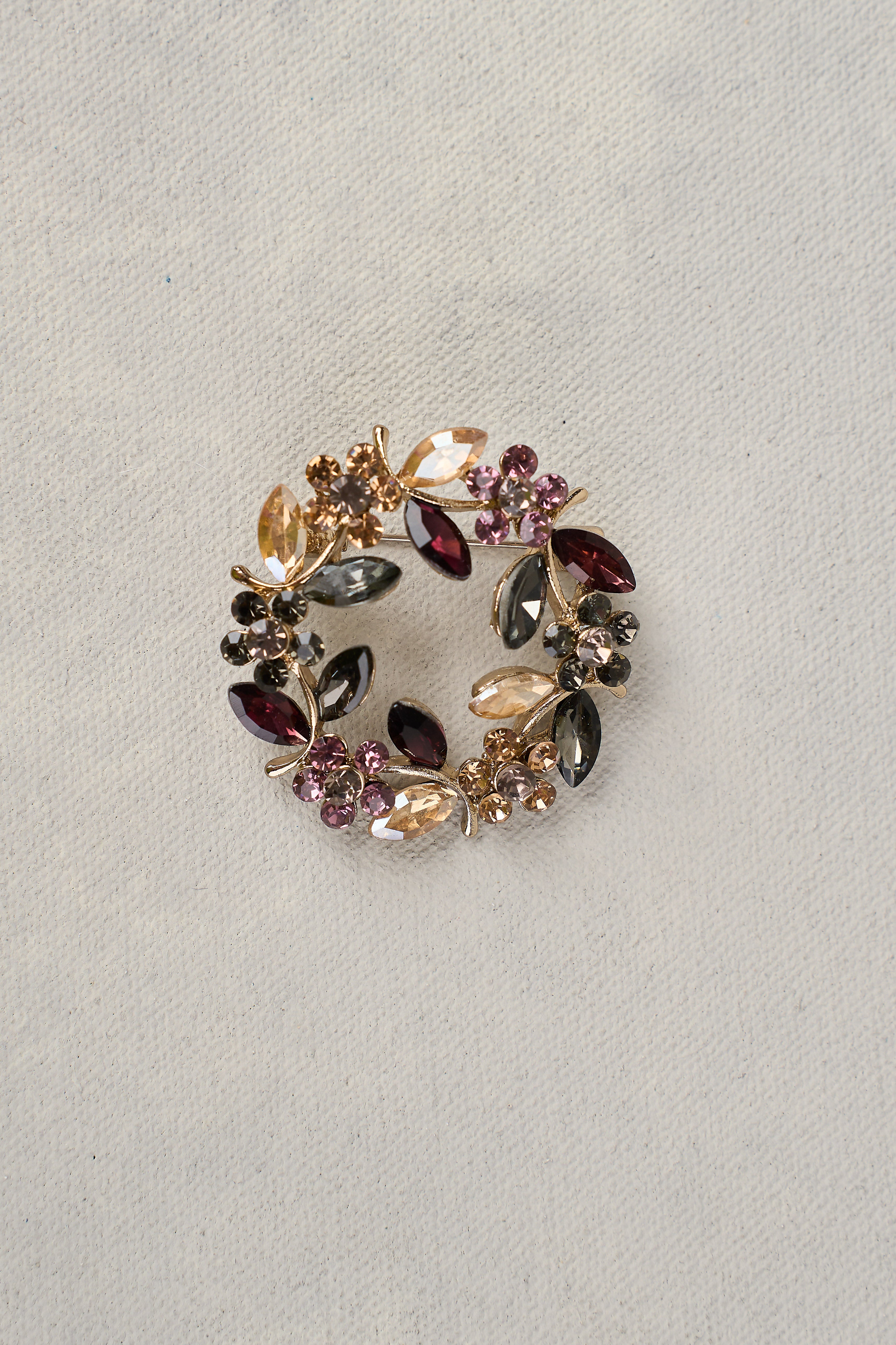Floral Wreath Brooch - Multicolour