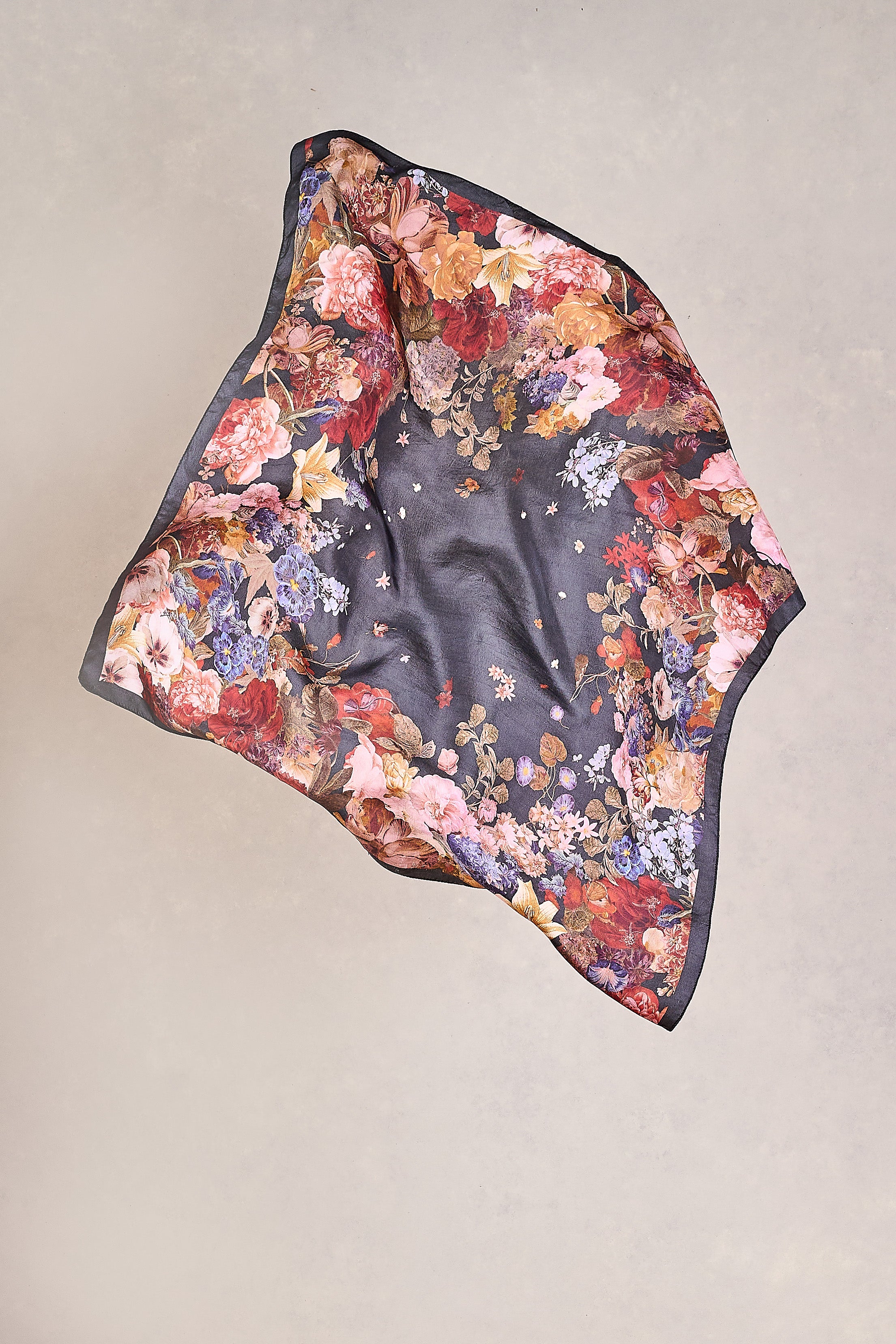 Midnight Floral Silk Scarf - Multicolour