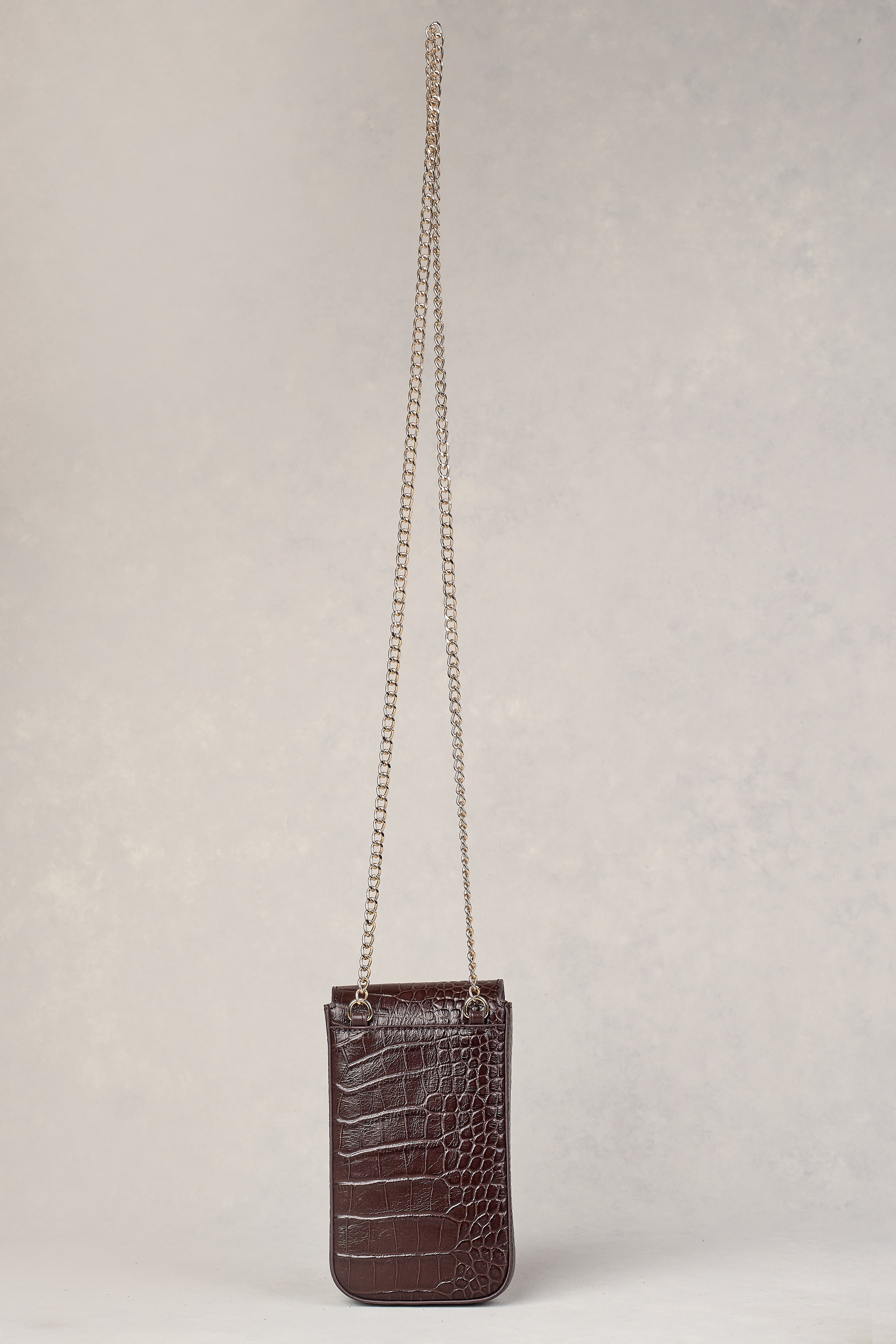 Charlotte Croc Phone Bag - Chocolate