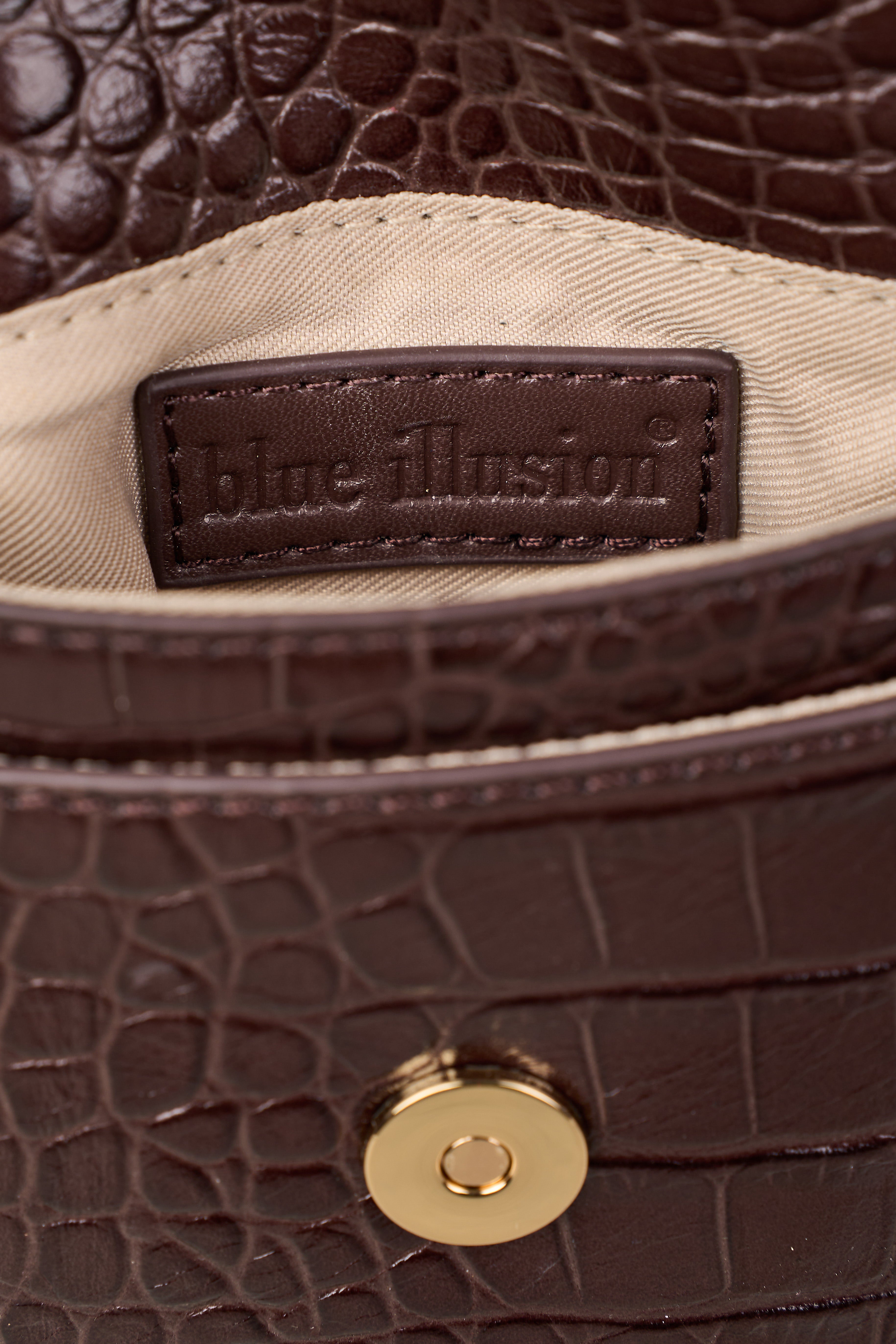 Charlotte Croc Phone Bag - Chocolate