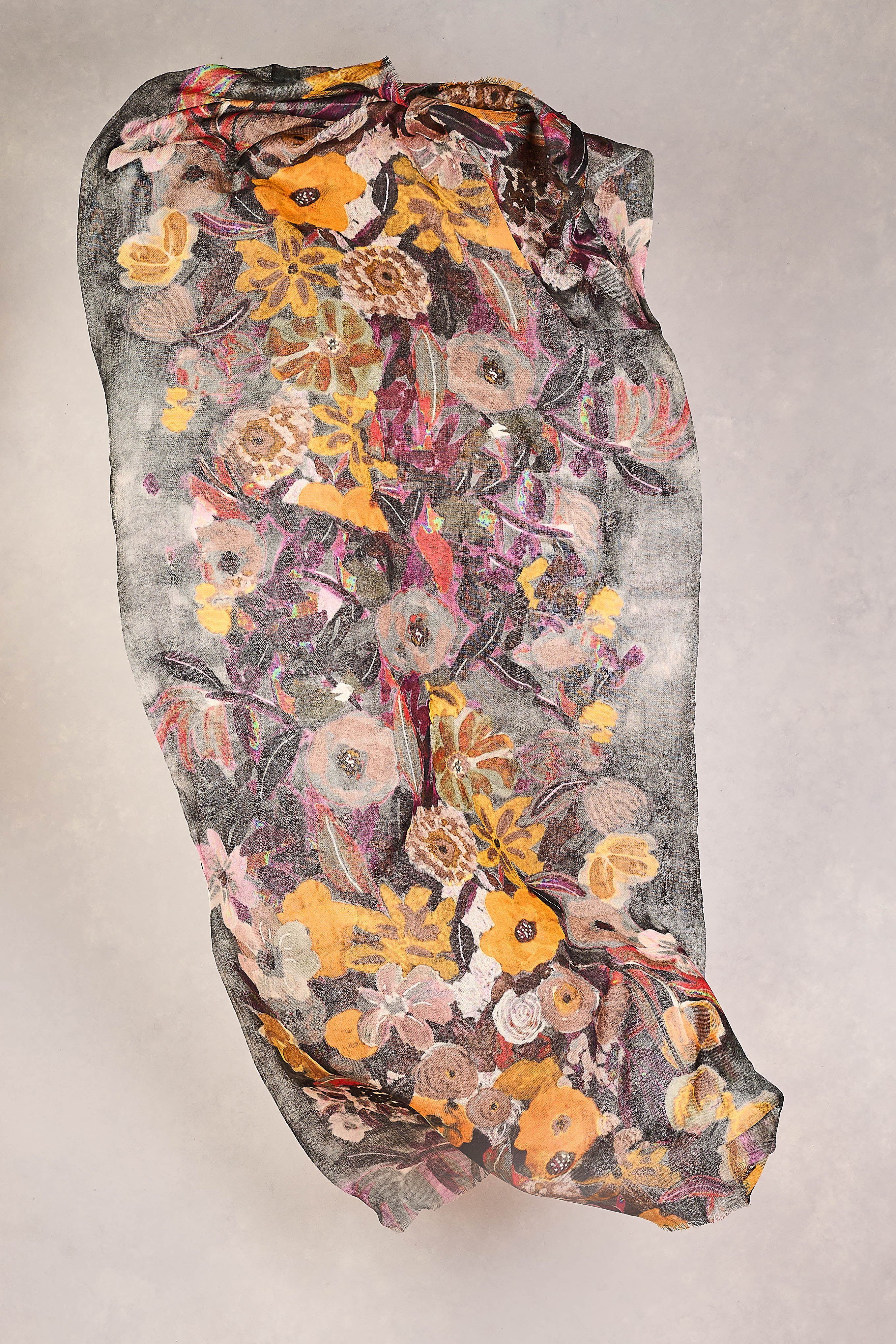 Vibrant Flower Wool Scarf - Multicolour