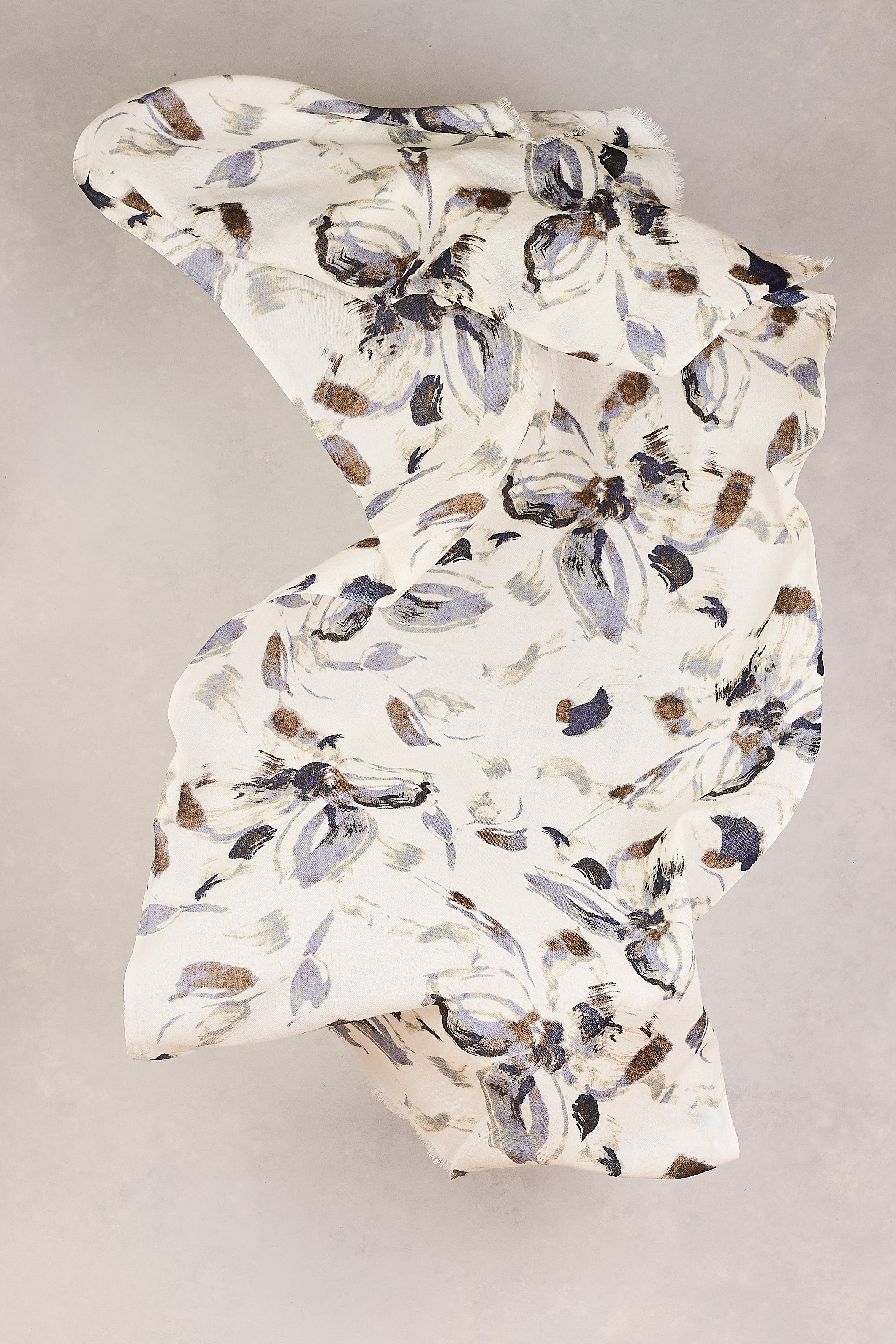 Floral Brush Stroke Wool Scarf - Multicolour